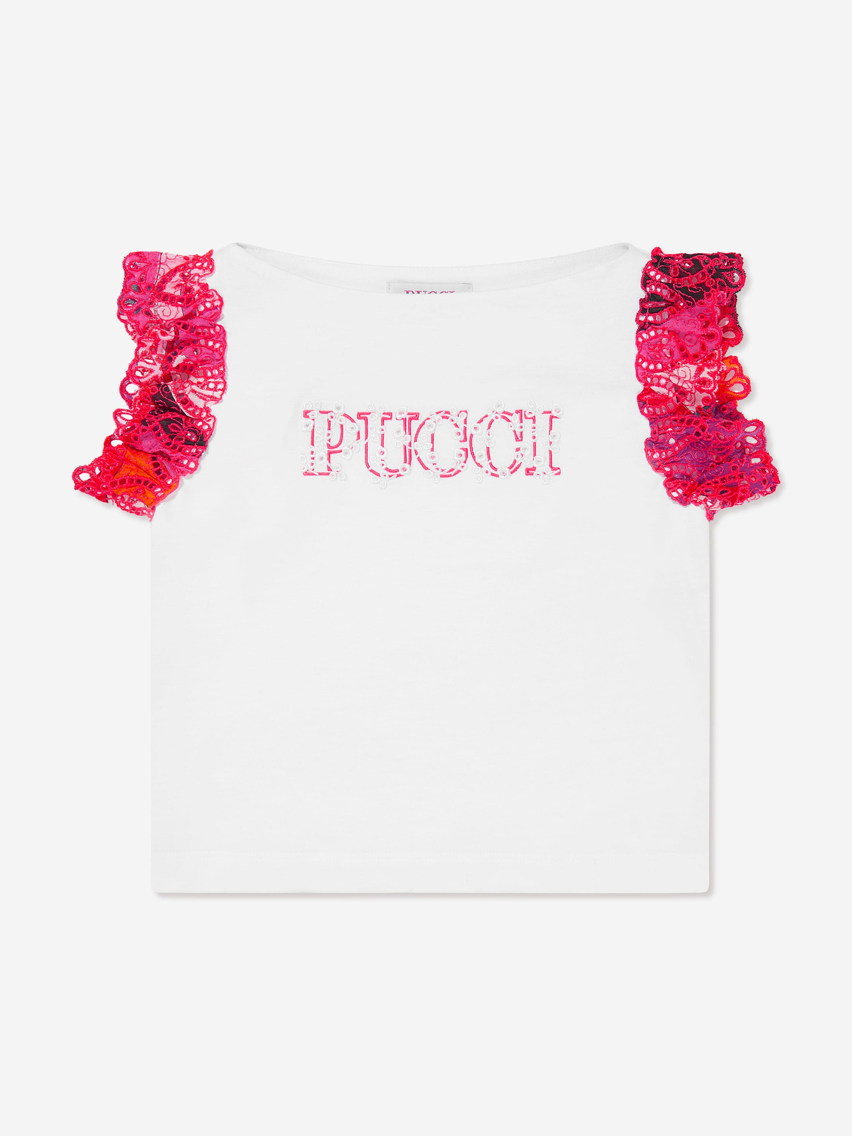 Pucci Girls Logo T-Shirt in White Free Shipping 2025