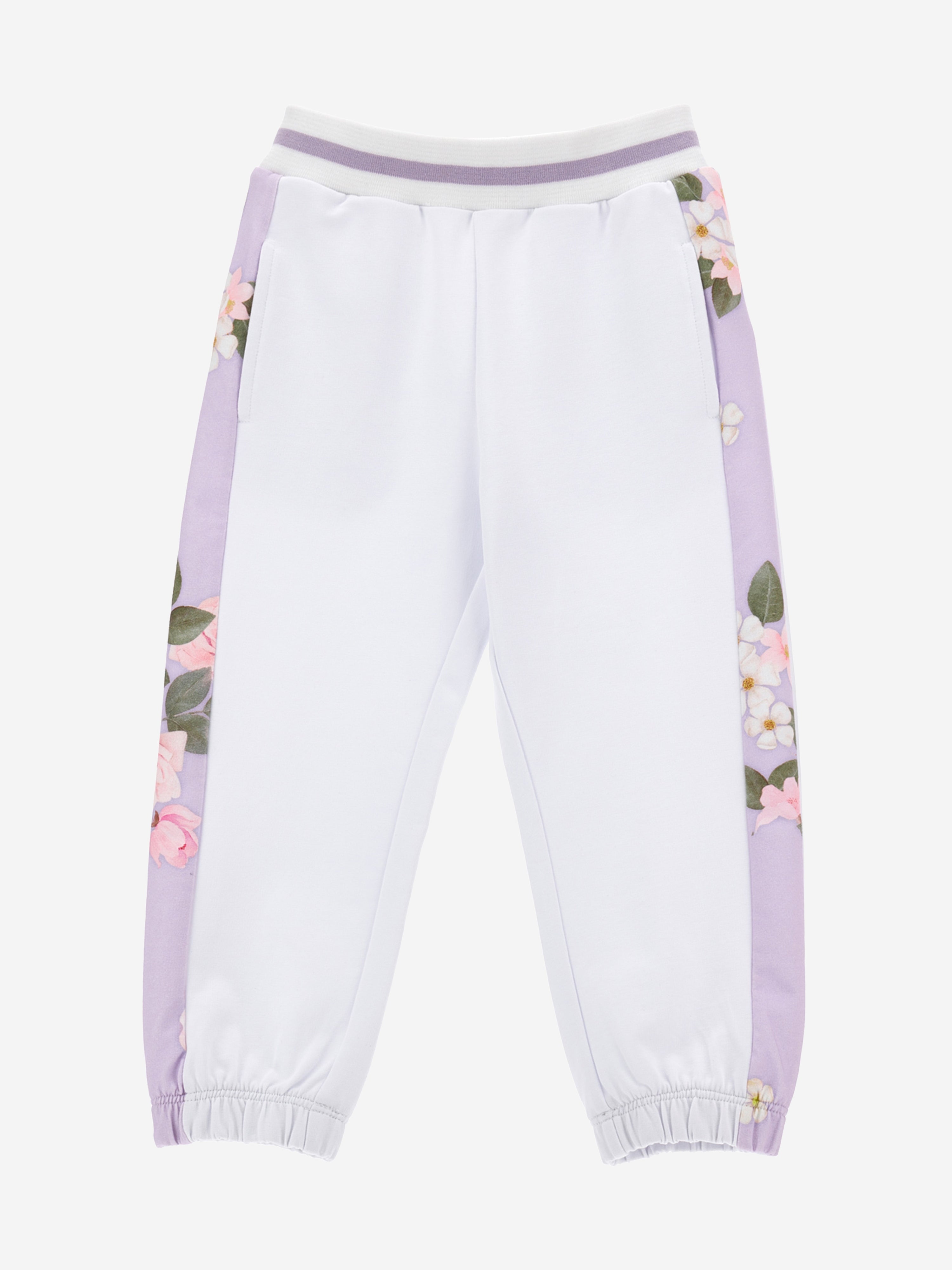 Monnalisa Girks Romantic Flowers Joggers in White Outlet For You