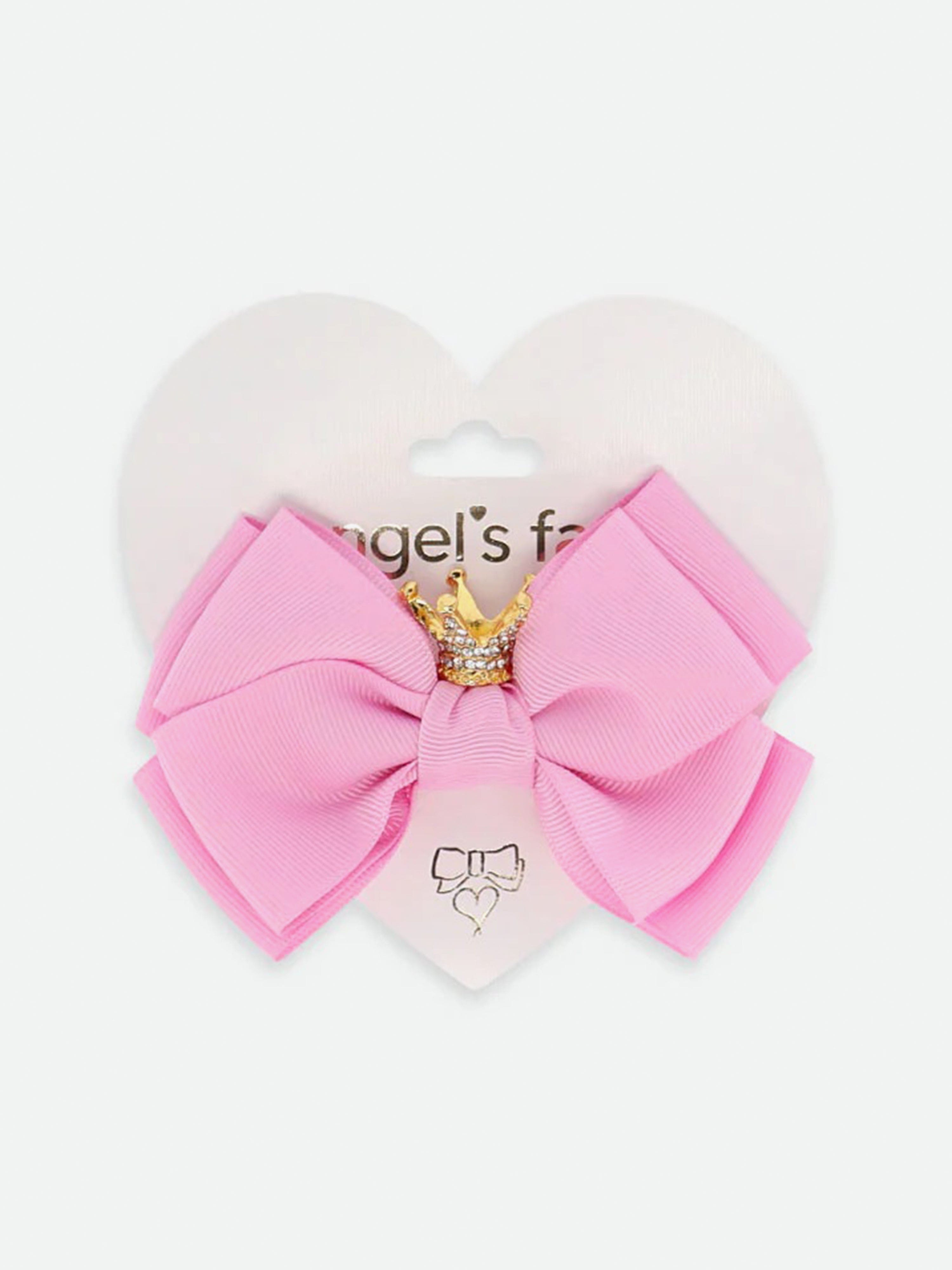 Angels Face Girls Big Bow With Crown Hair Clip in Pink Discount Footaction