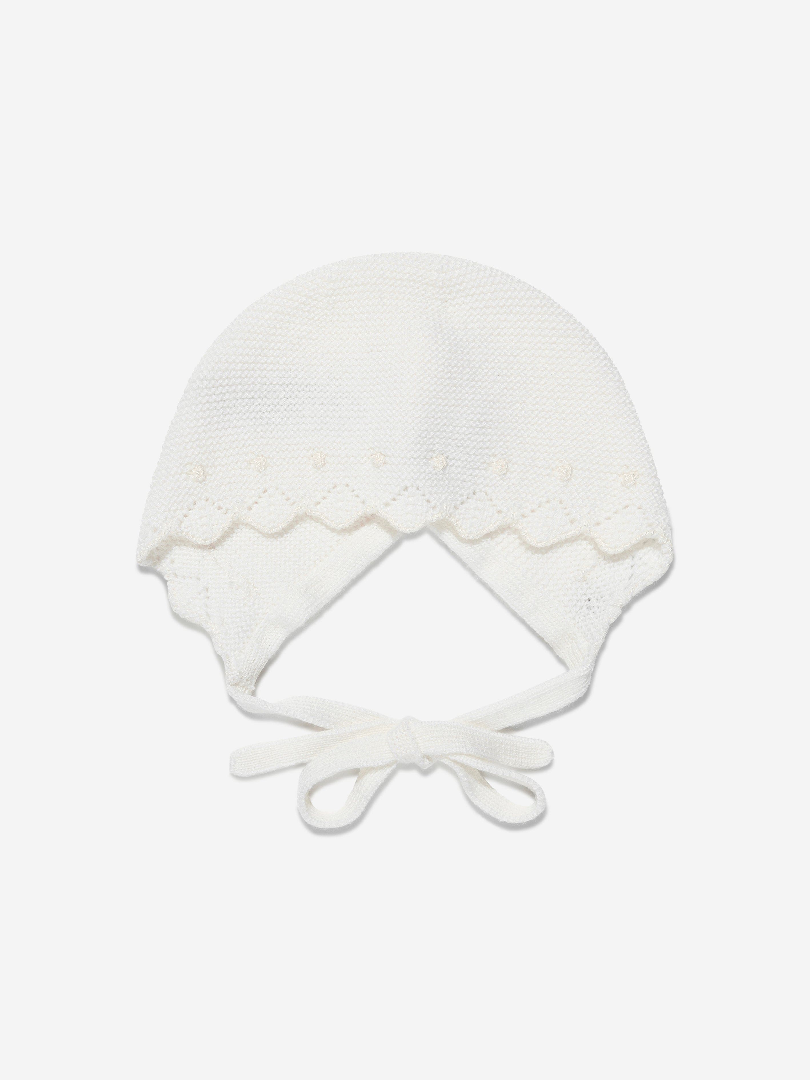 Paz Rodriguez Baby Girls Knitted Bonnet in Ivory Free Shipping Low Cost