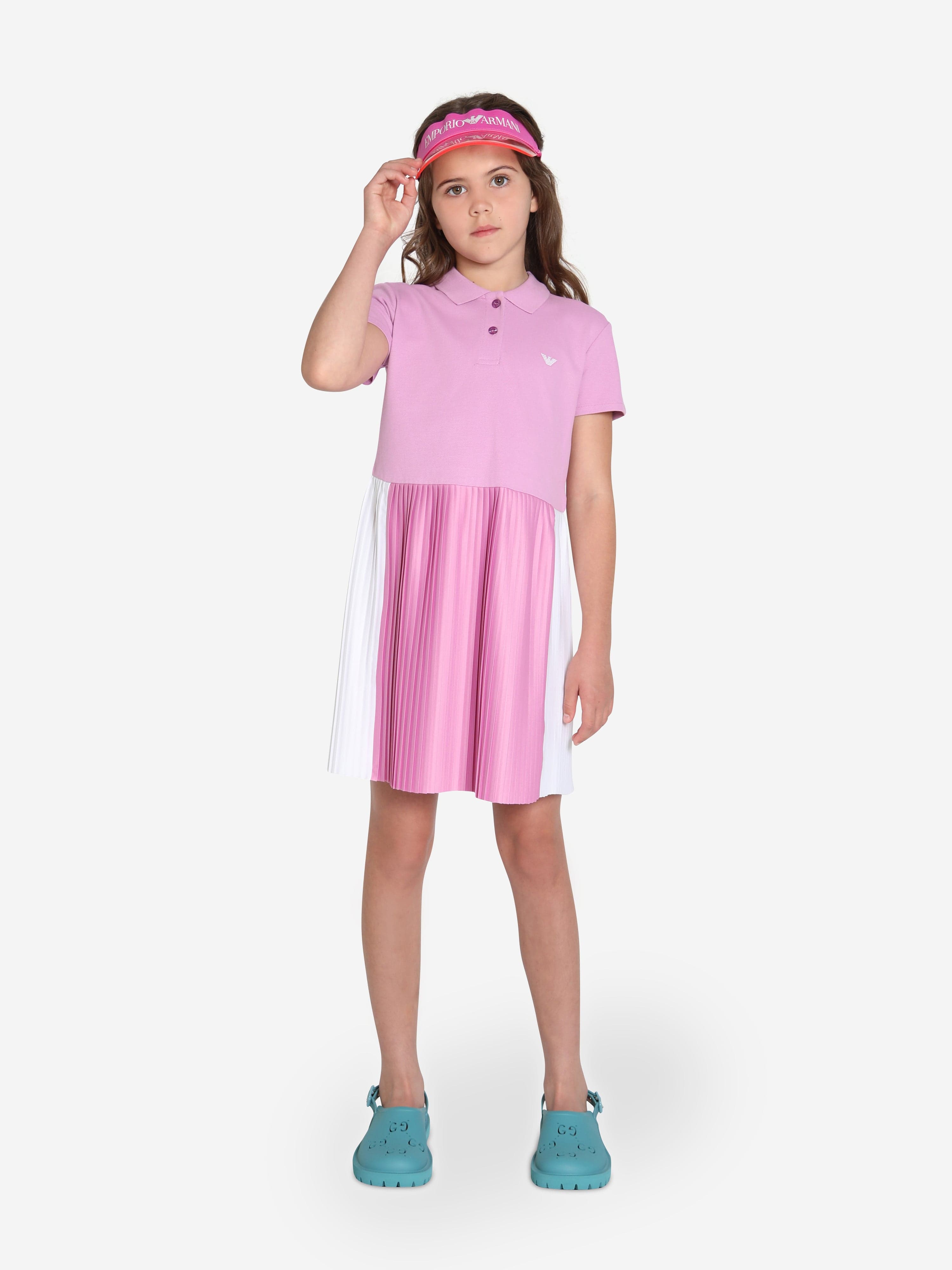 Emporio Armani Girls Pleated Dress In Pink Visit New For Sale
