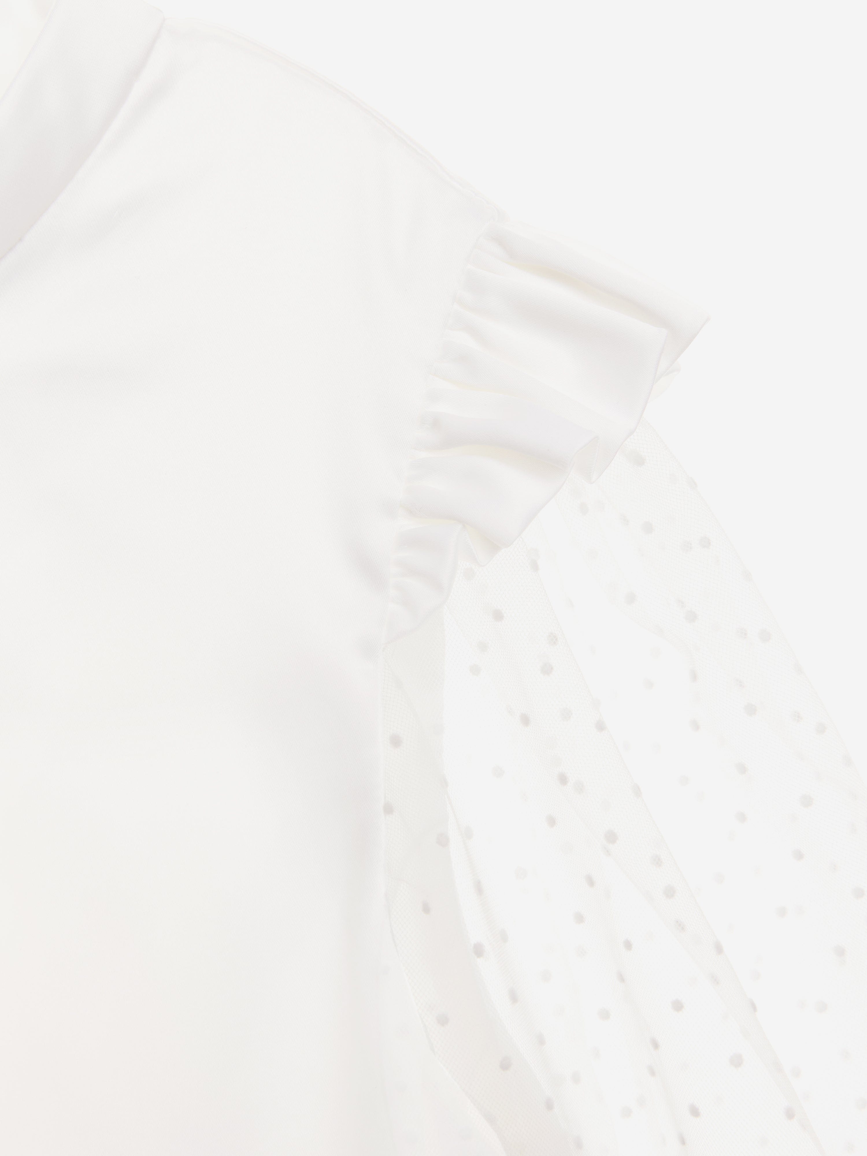 BCBG Girls Flocked Spot Sleeve Dress in White Cheap Pirce
