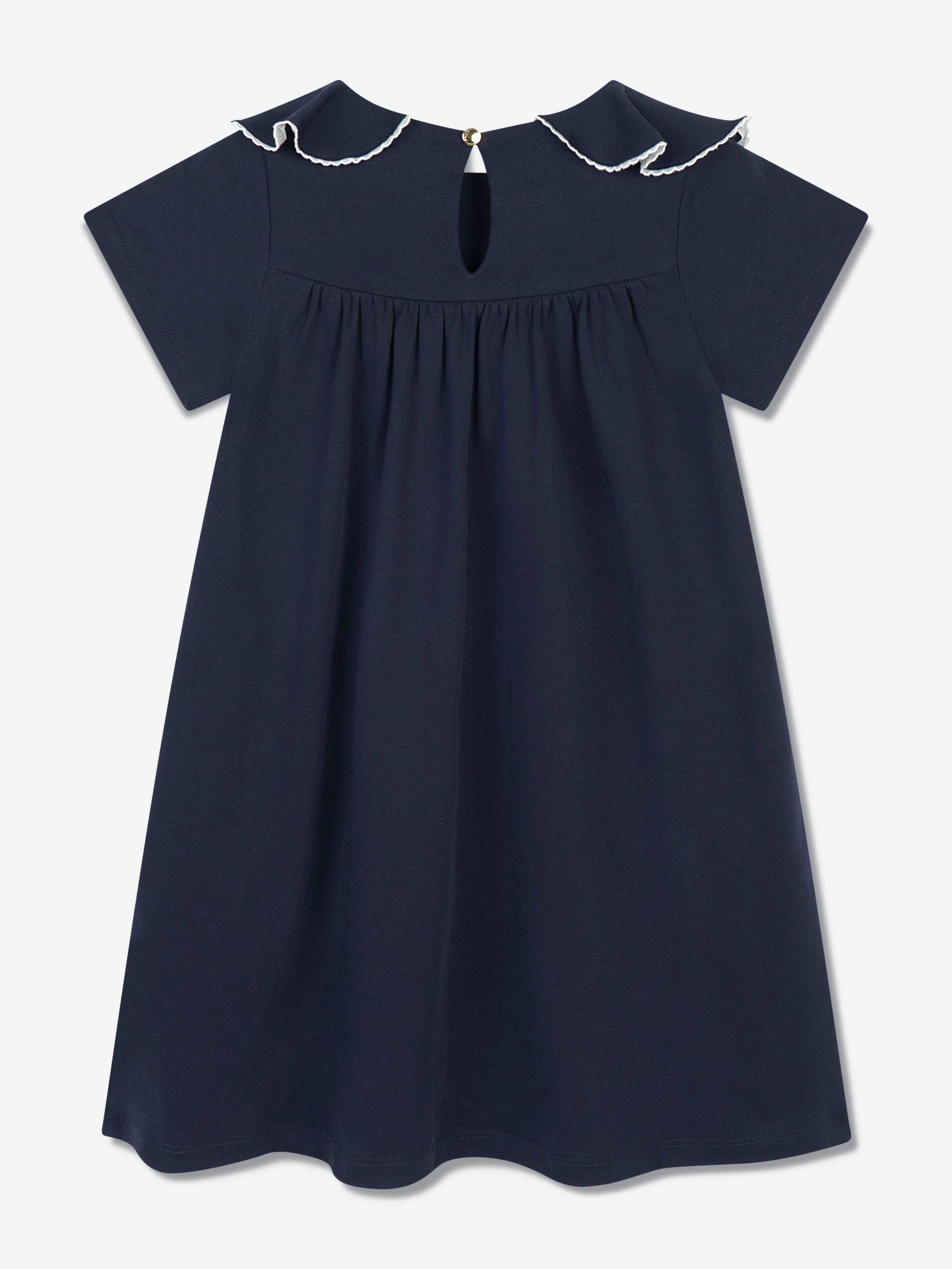 Chlo¨¦ Girls Cotton Ruffle Dress in Navy Cheap From China