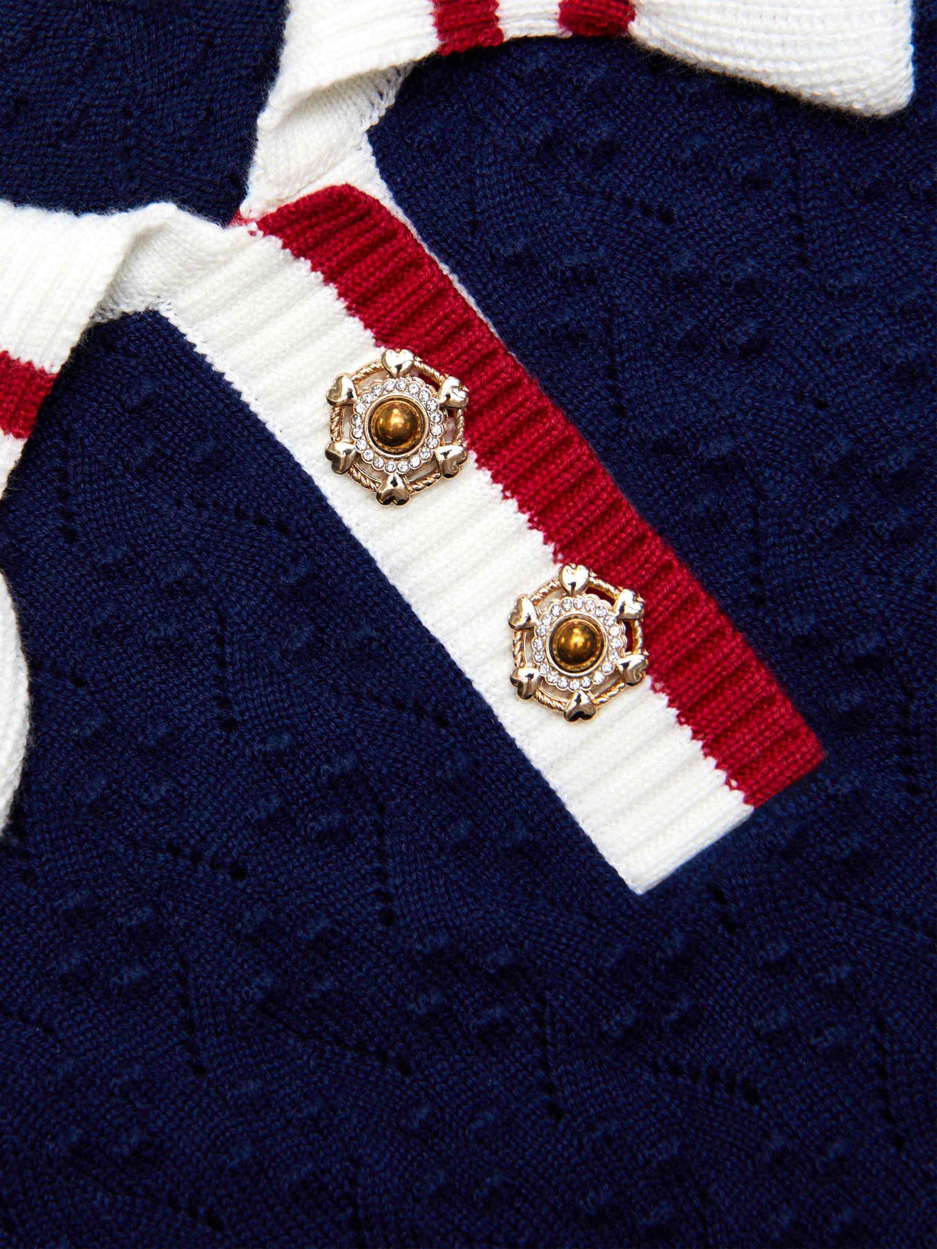 Girls Textured Knit Cardigan in Navy Cheapest For Sale
