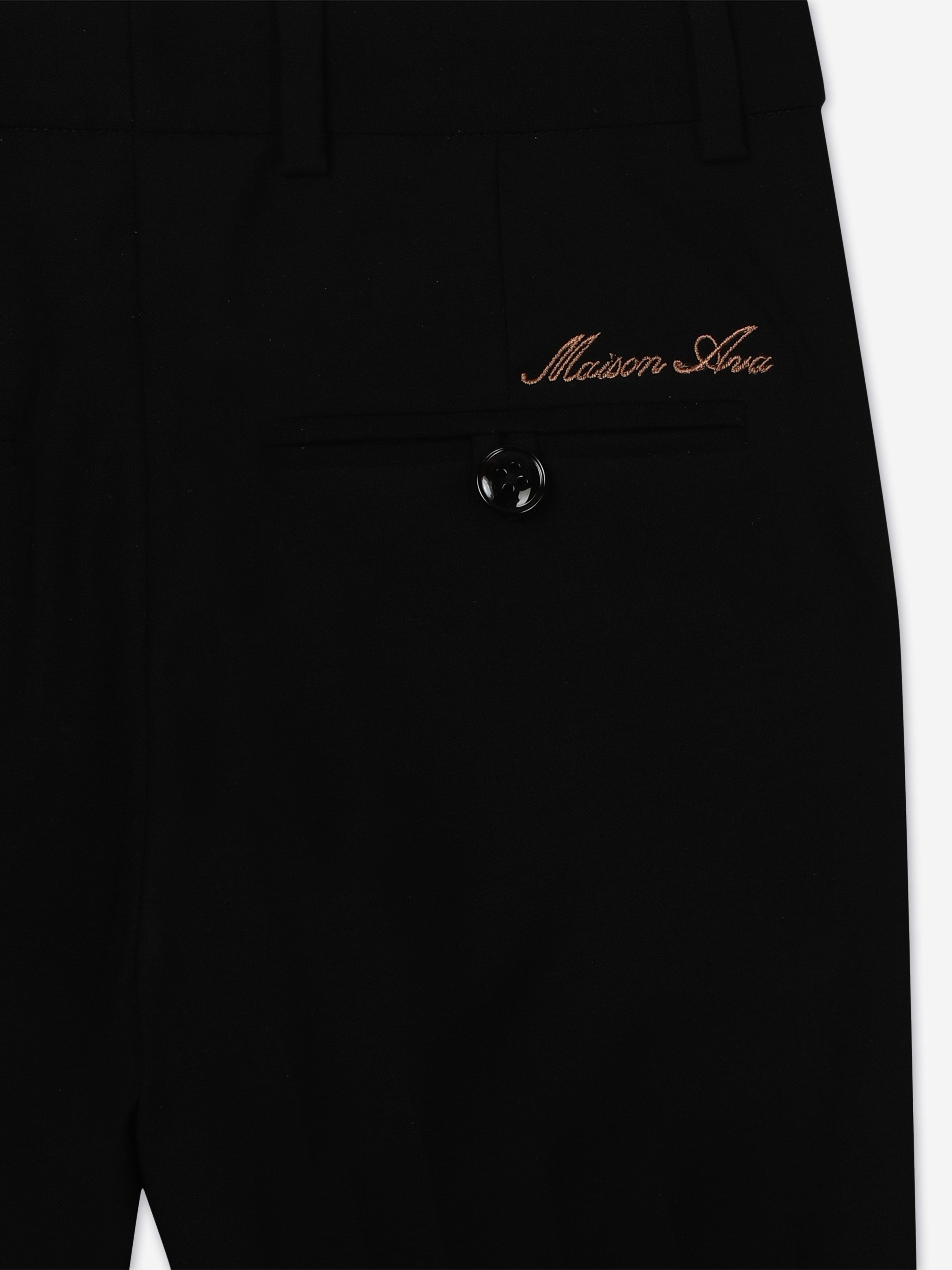 Maison Ava Boys Wool Blend Tristan Trousers in Black Outlet Low Shipping Fee