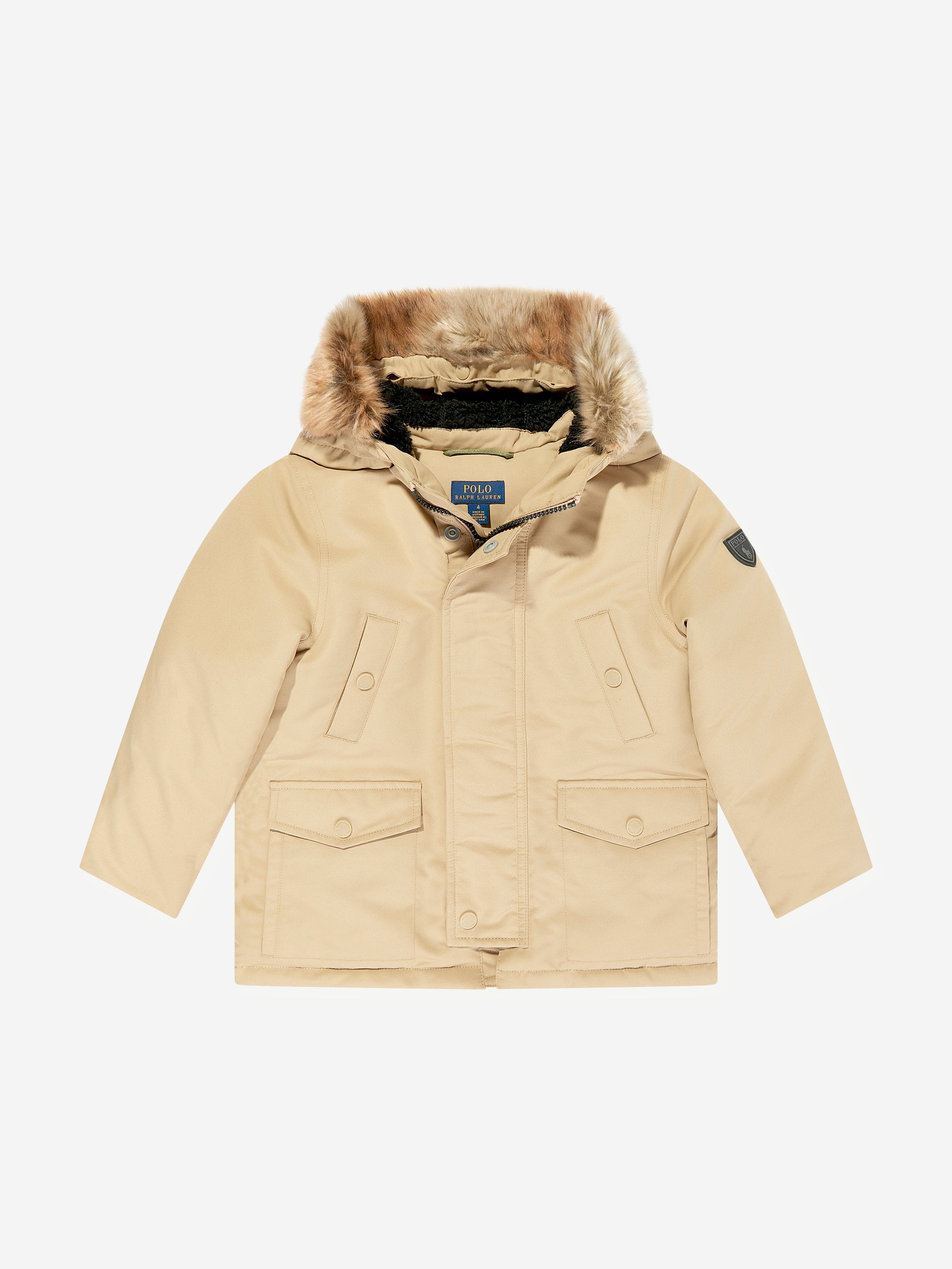 Ralph Lauren Boys Parka Coat in Beige Cheap Sale Big Discount