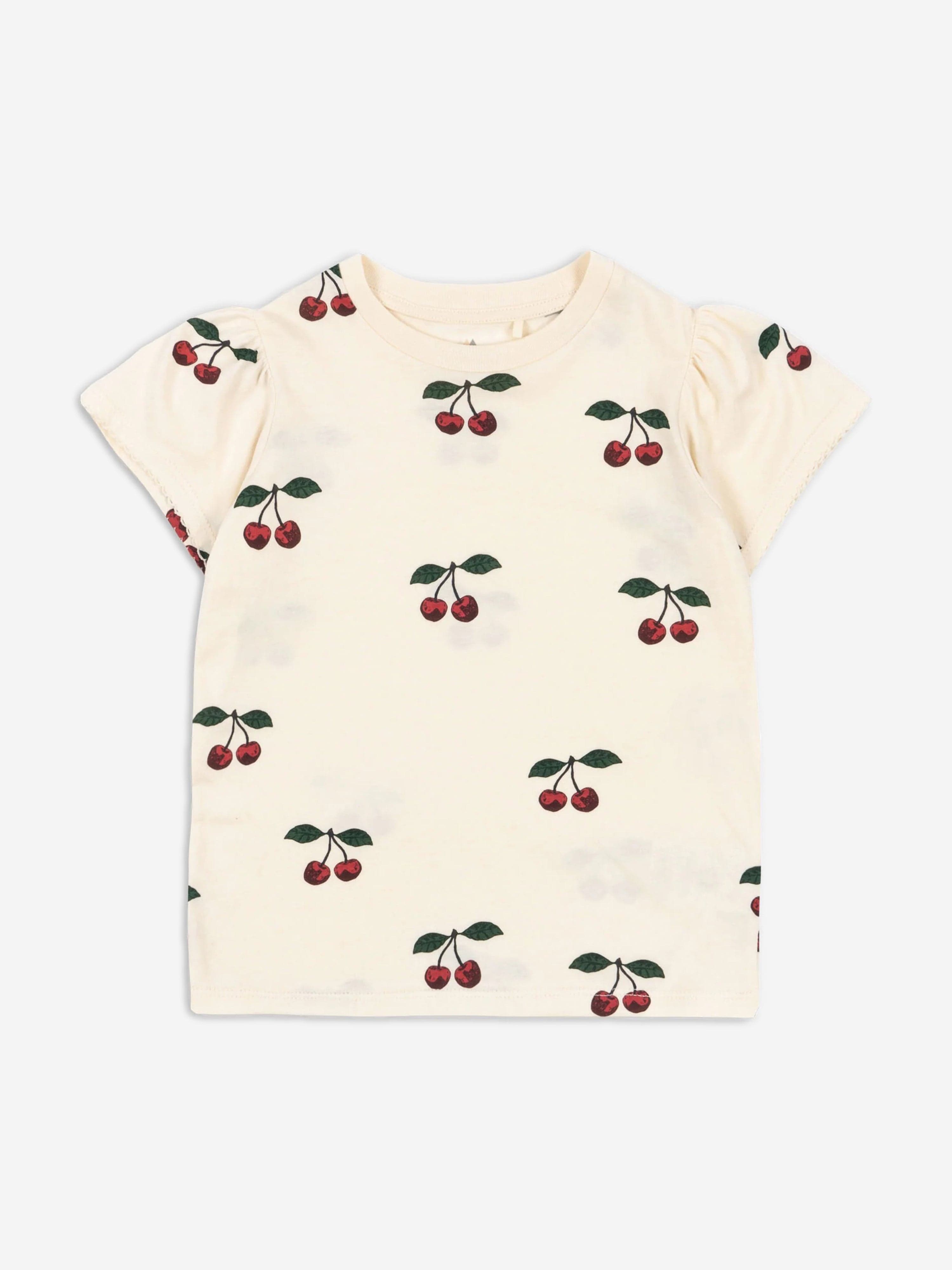 Konges Sljd Girls Famo Puff Cherry T-Shirt in Ivory Buy Cheap Best