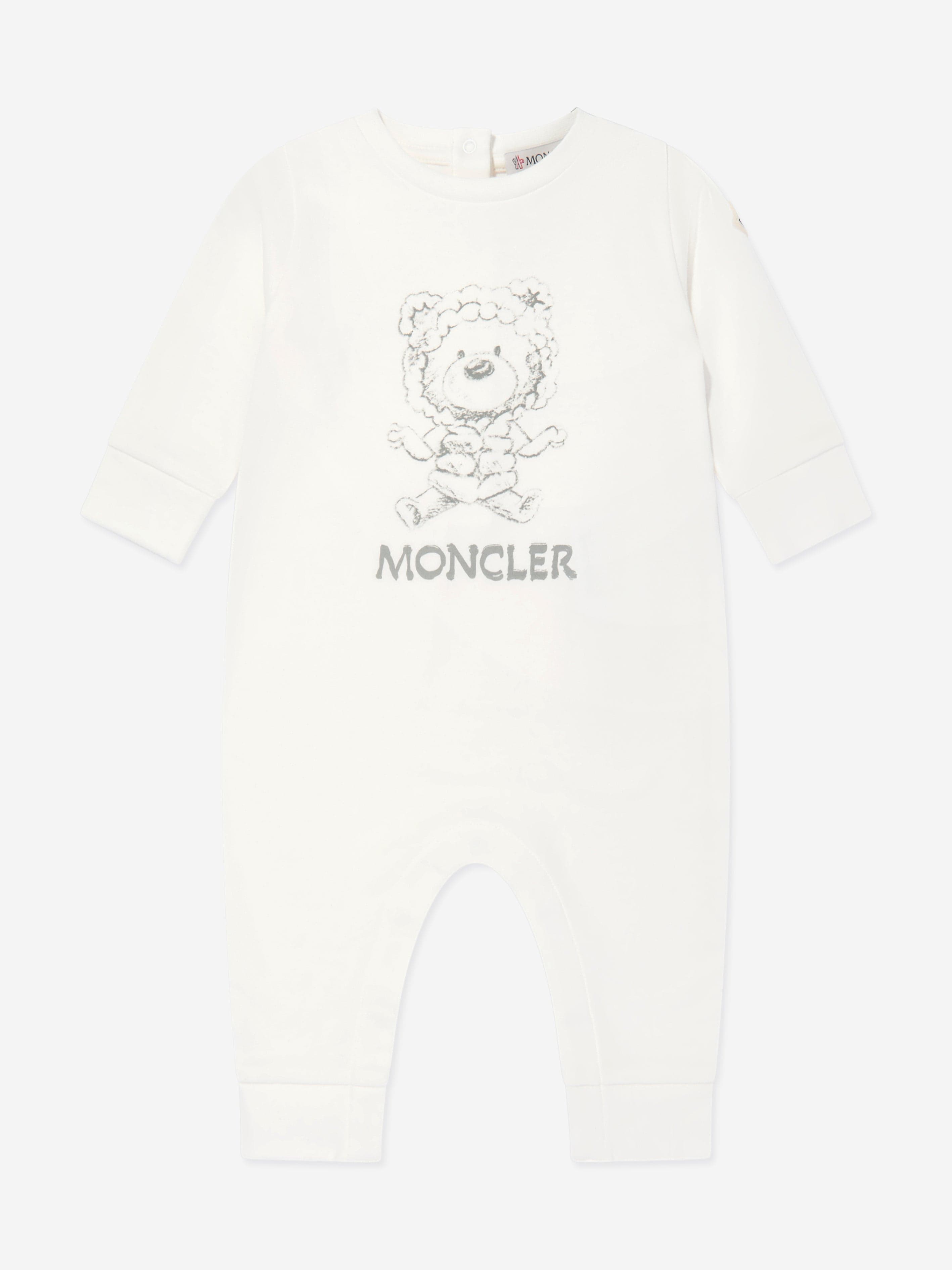 Moncler Enfant Baby Bear Logo Romper in White Clearance Hot Sale