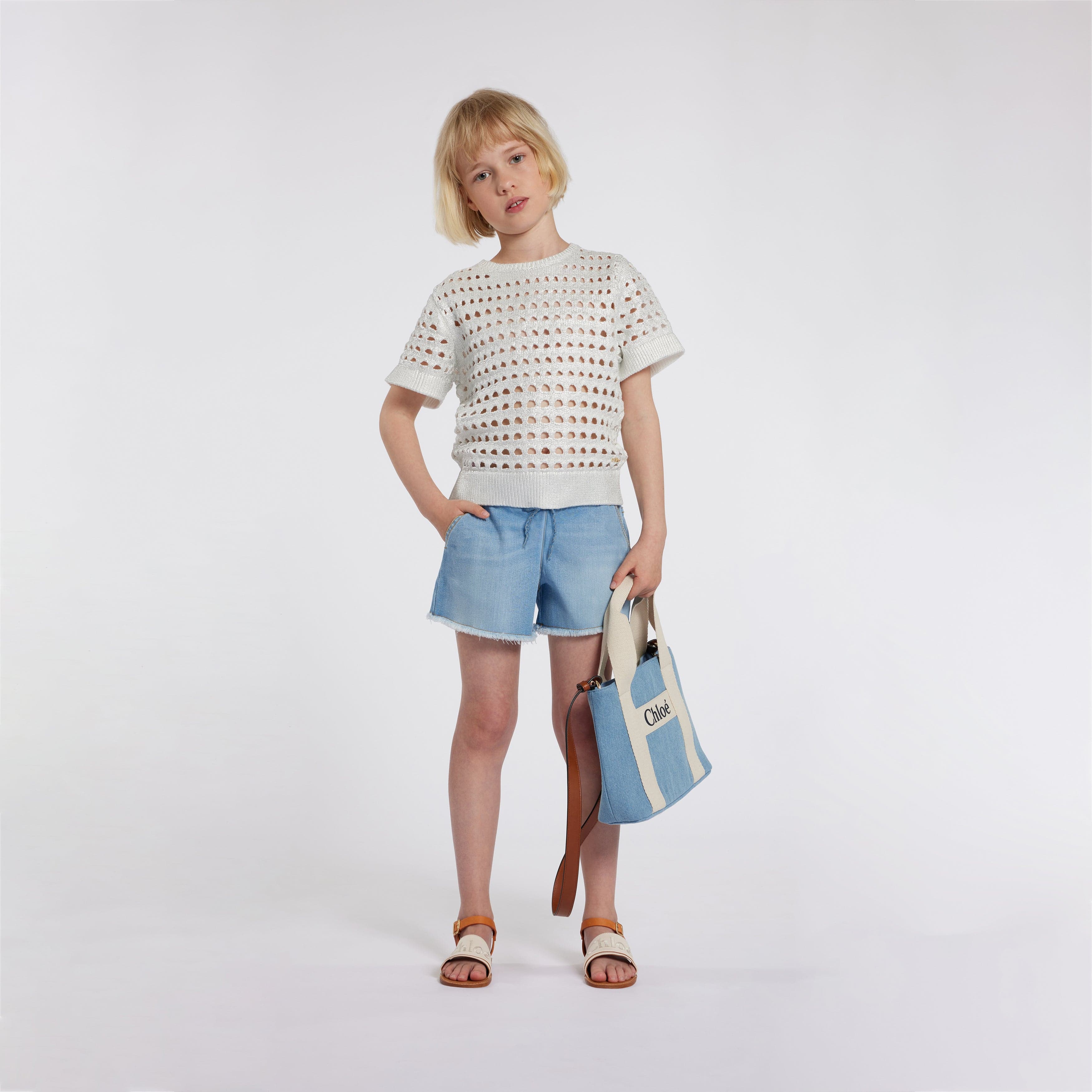 Chlo¨¦ Girls Lam¨¦ Crochet Sweatshirt in Silver Cheap Outlet Locations