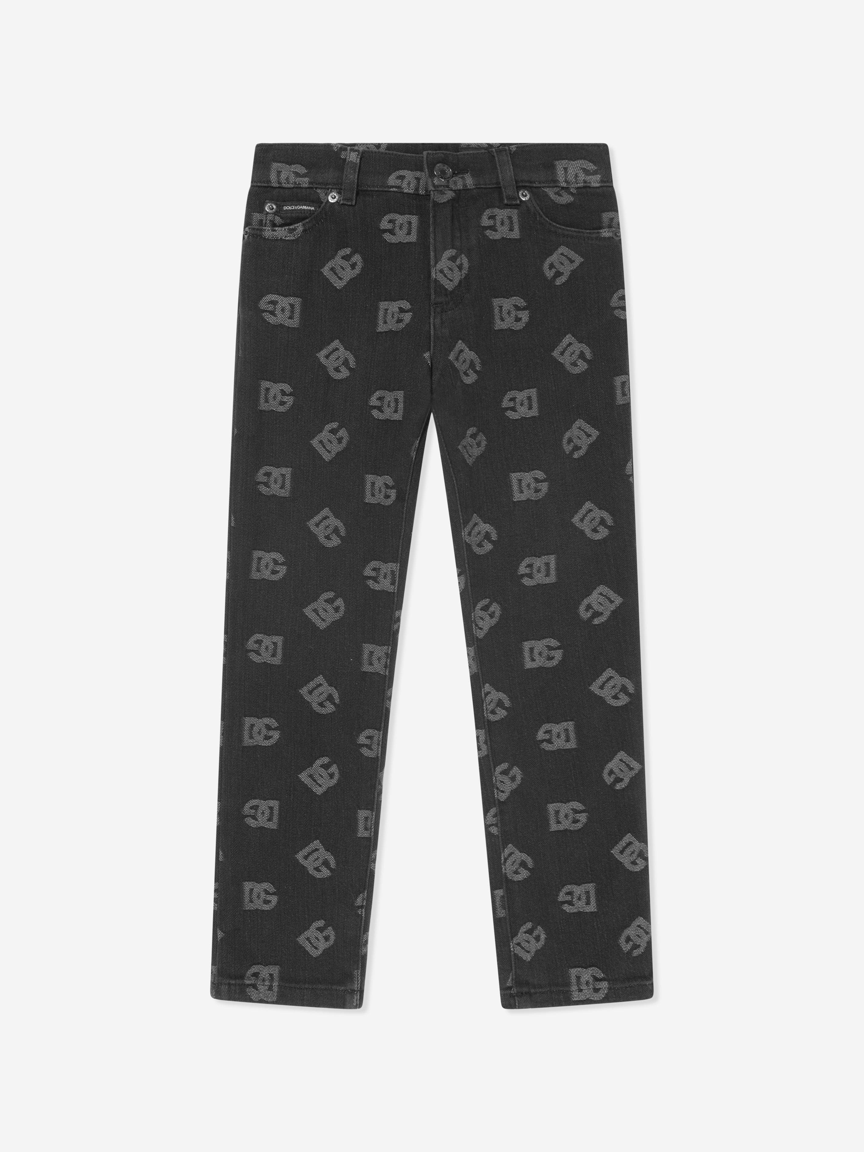 Dolce & Gabbana Boys Monogram Logo Jeans in Black Outlet Choice