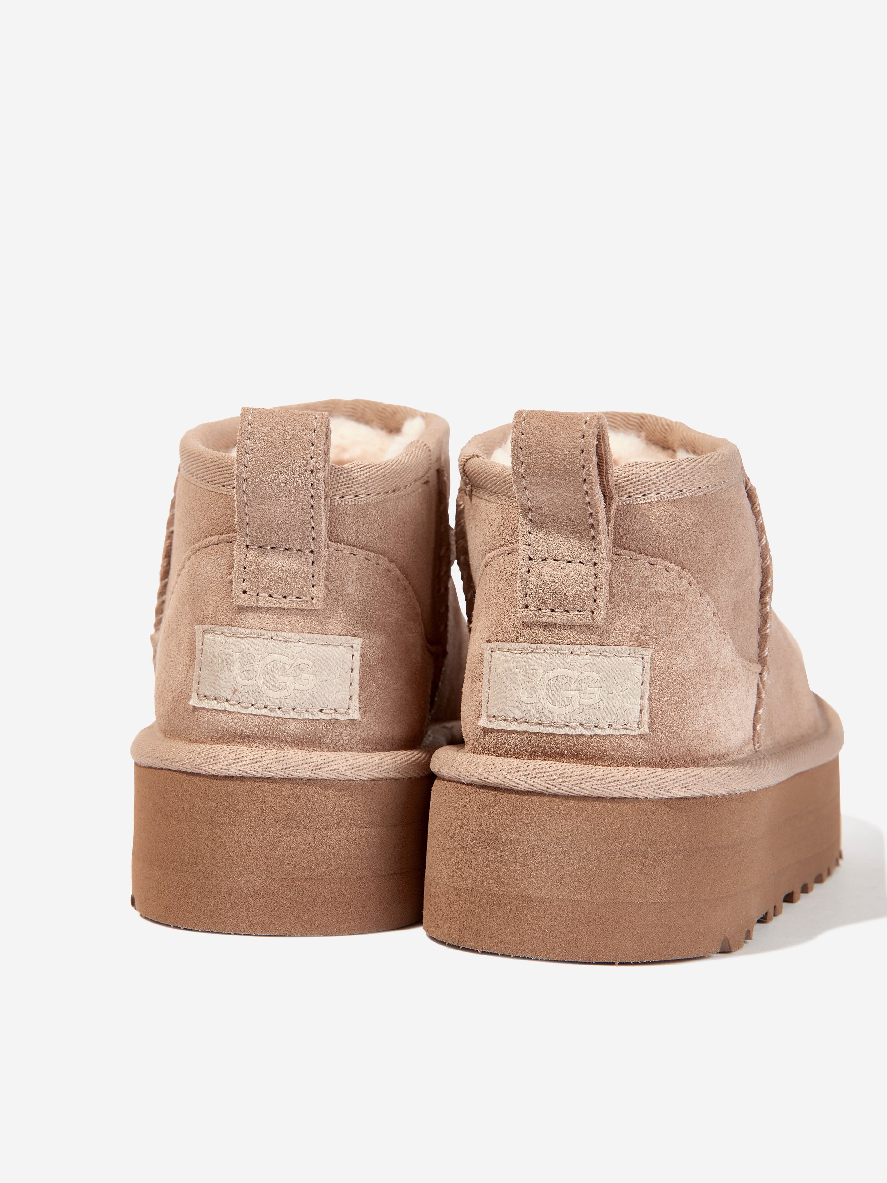 UGG Girls Classic Ultra Mini Platform Boots in Beige Amazon Footaction