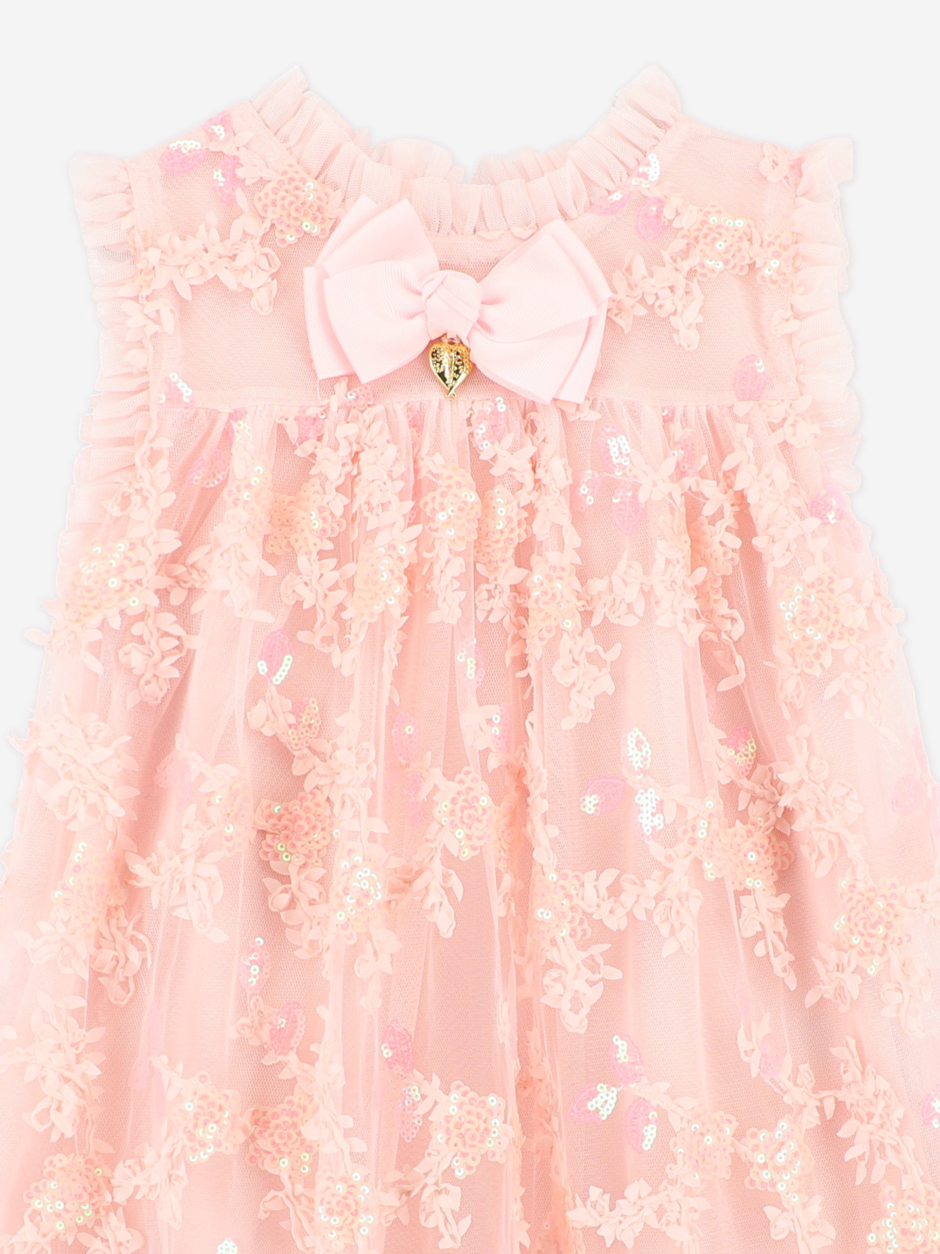 Girls Tilly Sequin Flower Tulle Dress in Pink Sale Explore
