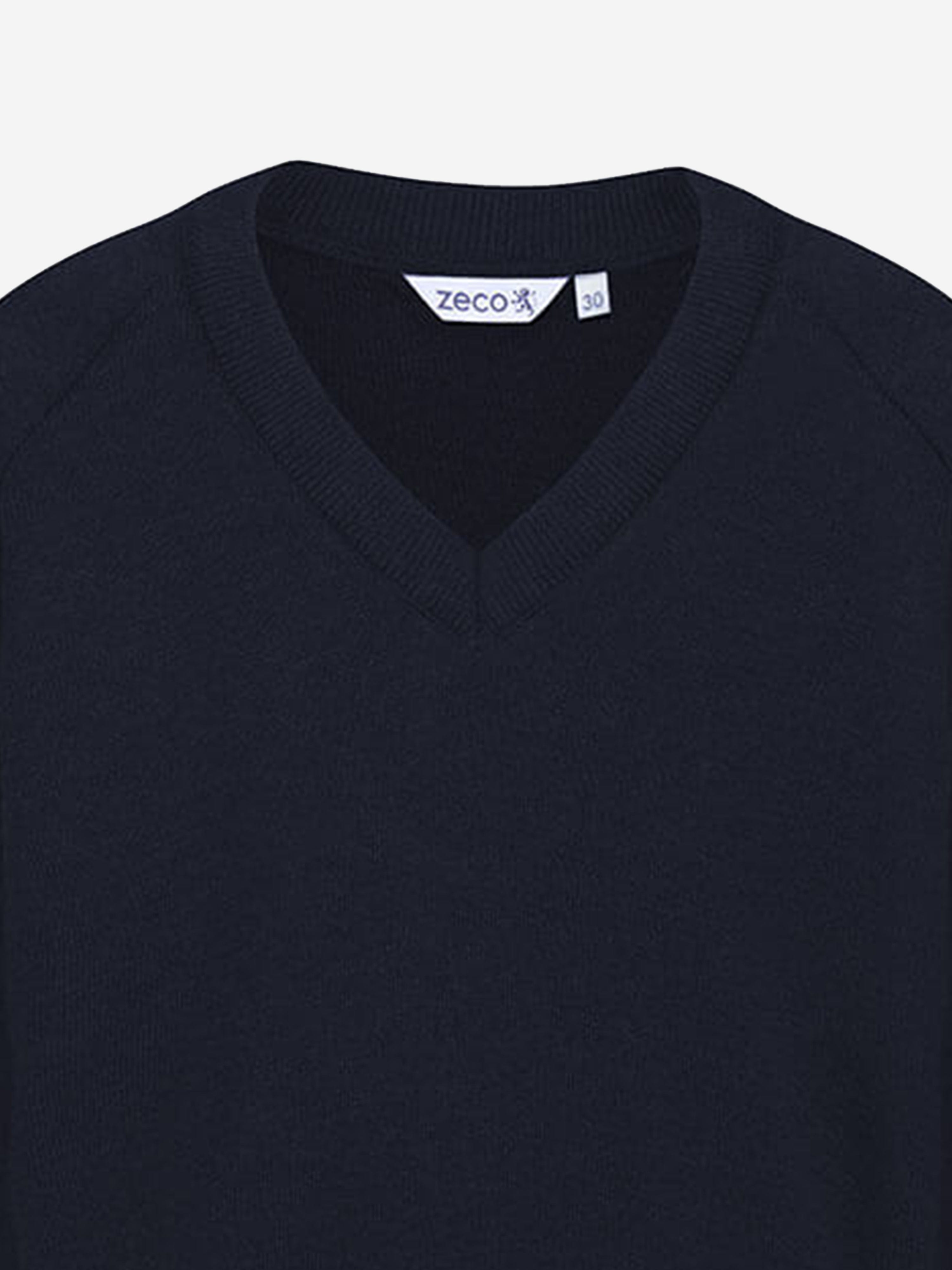Zeco Kids School Cotton Mix Knitted V-Neck Jumper in Navy Outlet Supply