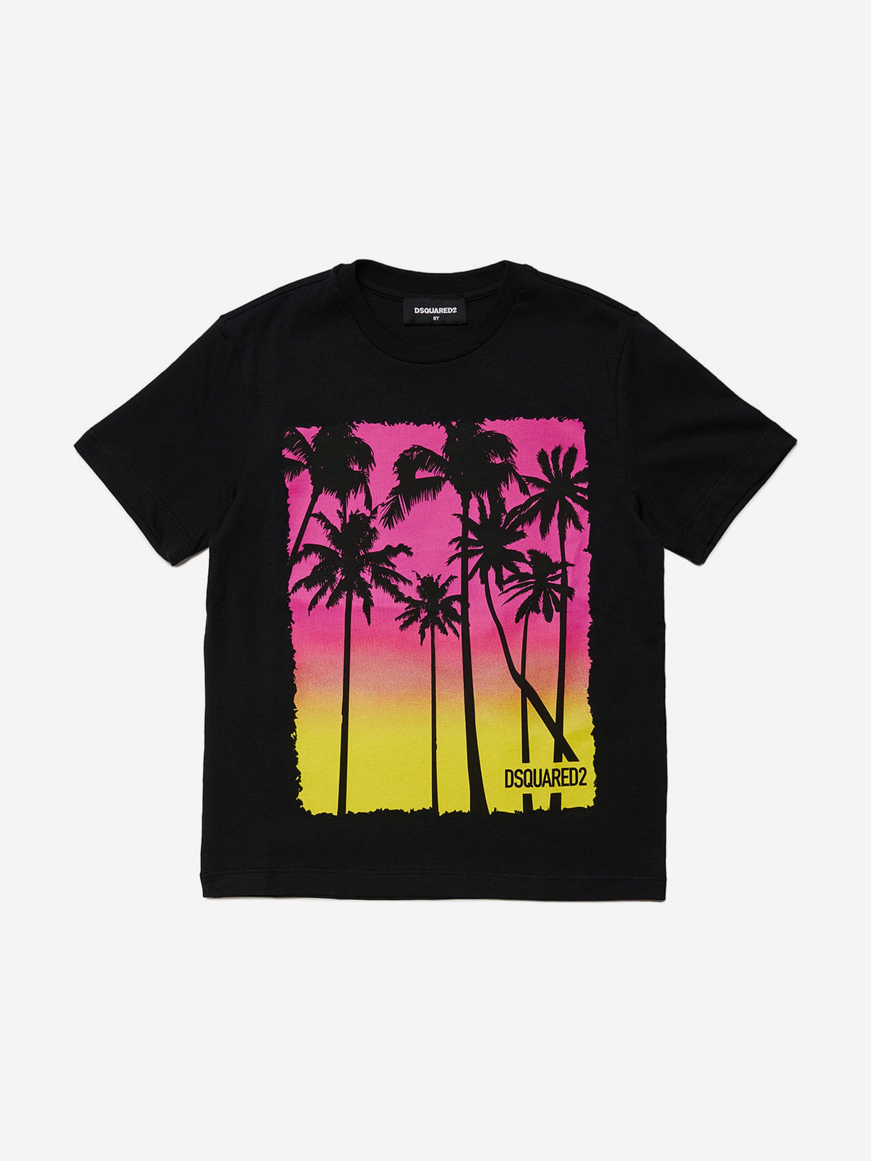Dsquared2 Kids Palm Tree T-Shirt in Black Sale Great Deals