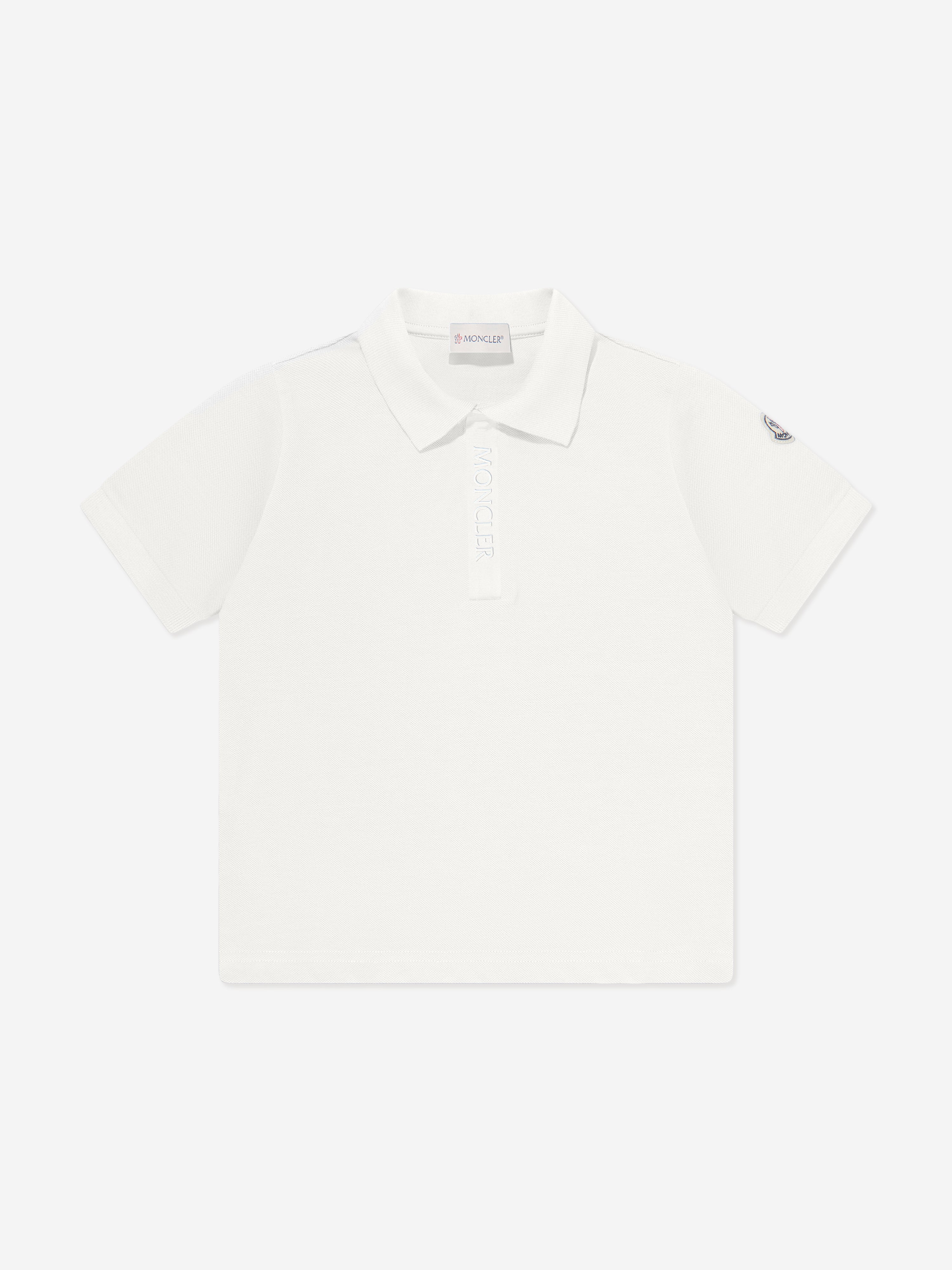 Moncler Enfant Boys Logo Polo Shirt in White Free Shipping Wholesale Pice