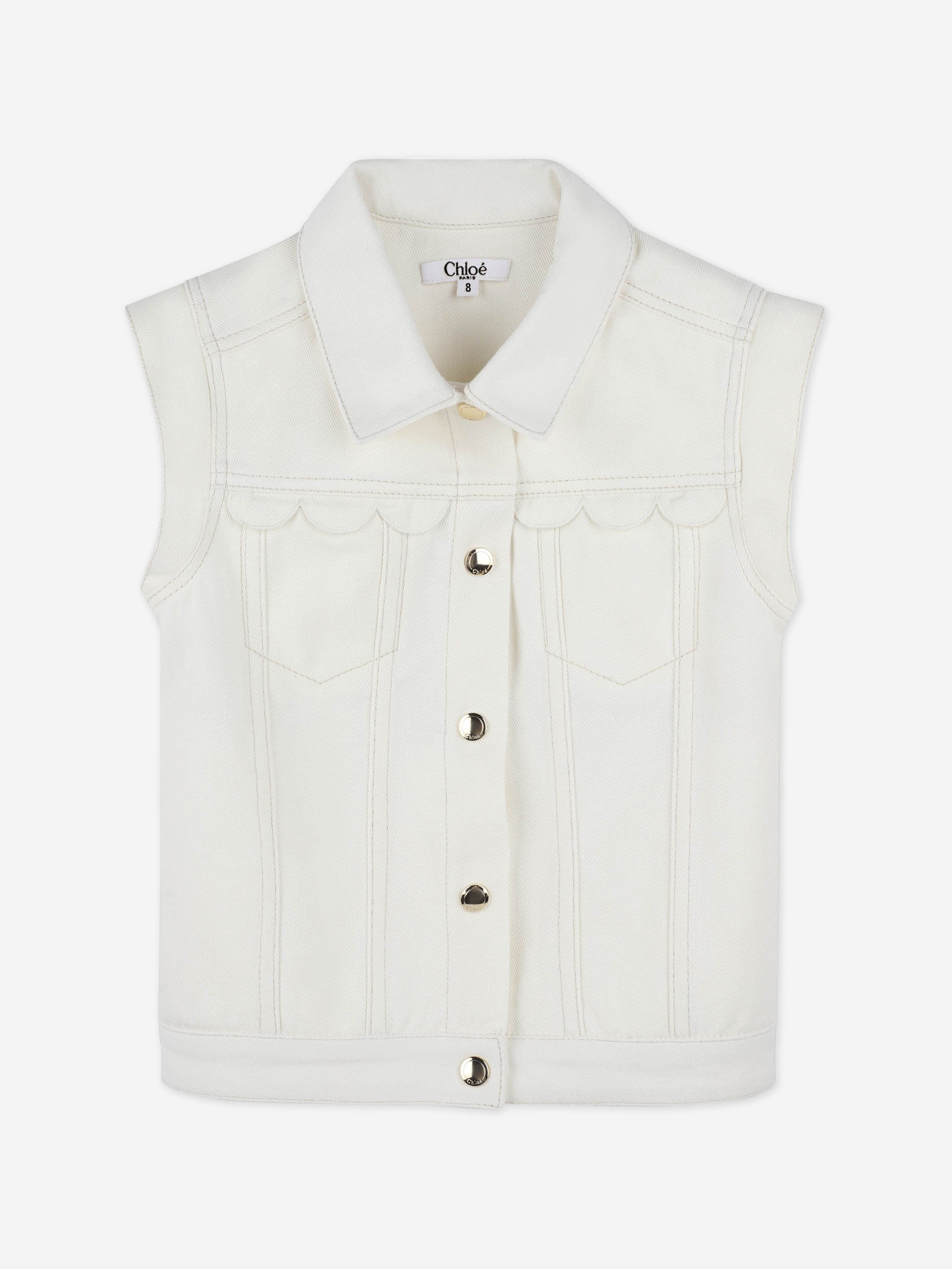 Chlo¨¦ Girls Scalloped Gilet in Ivory Cheap Pice Wholesale