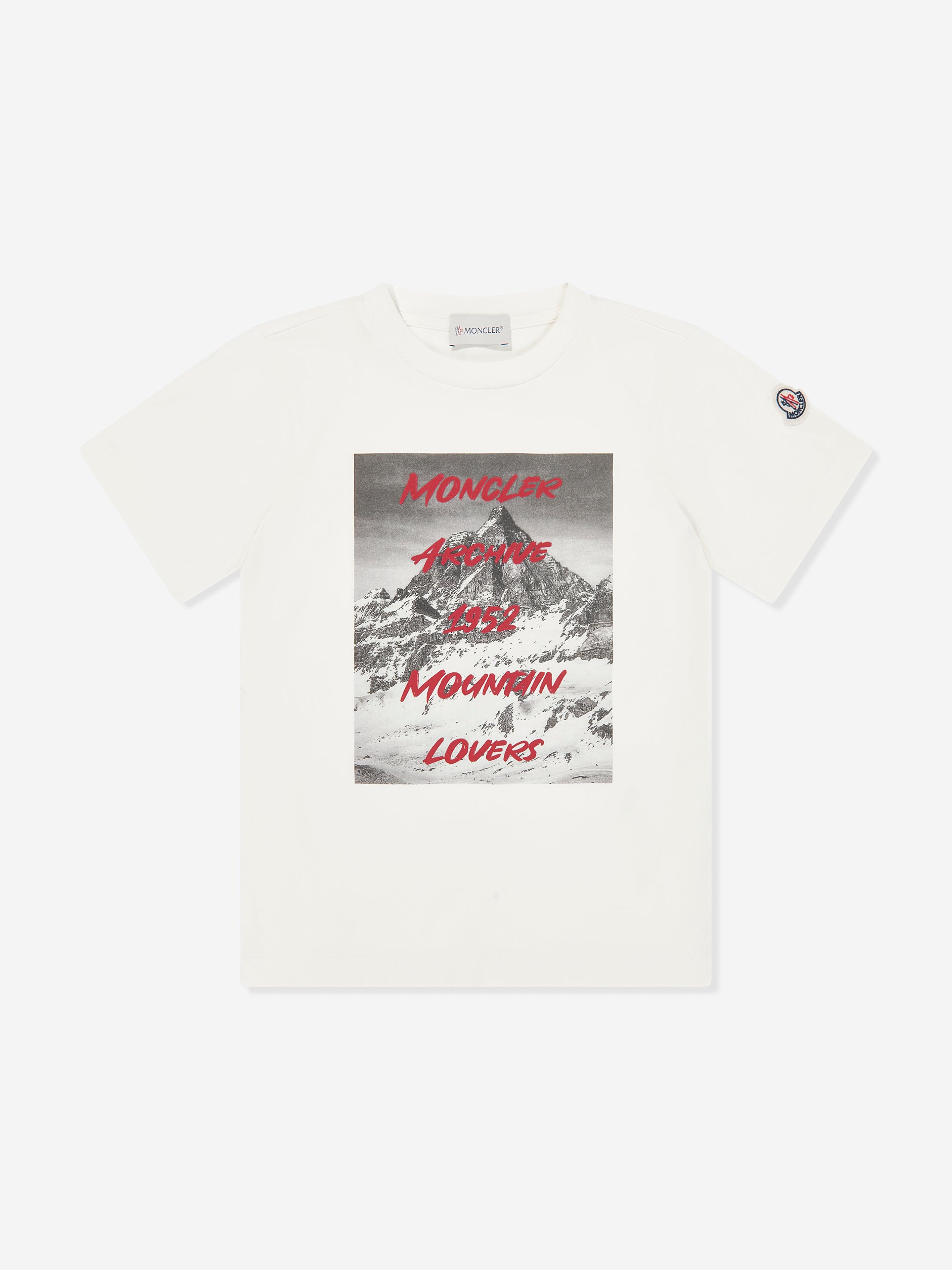 Moncler Enfant Boys Logo T-Shirt in White Buy Cheap Clearance Store