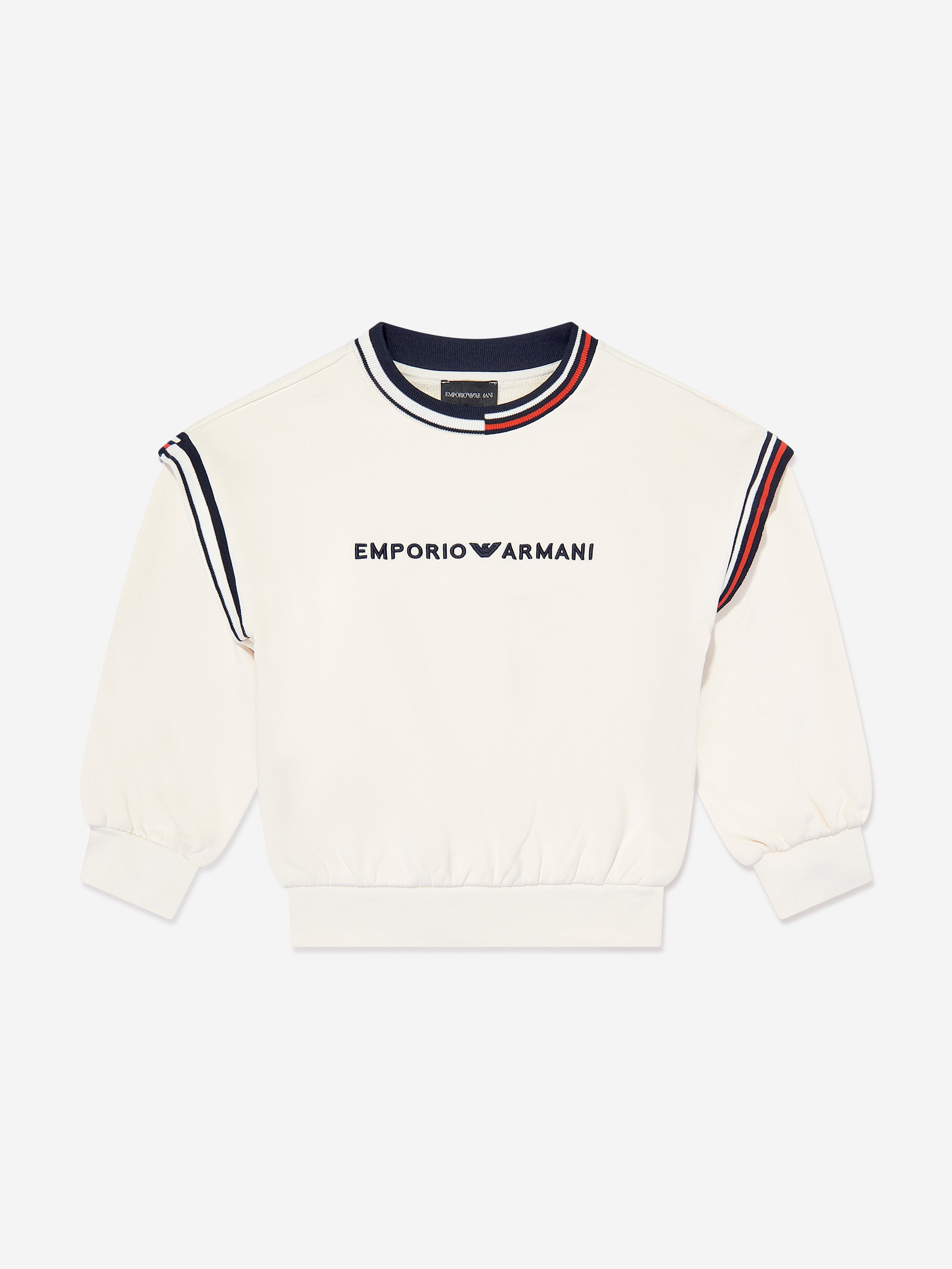 Emporio Armani Kids Logo Sweatshirt in Ivory Cheap Sale Amazon