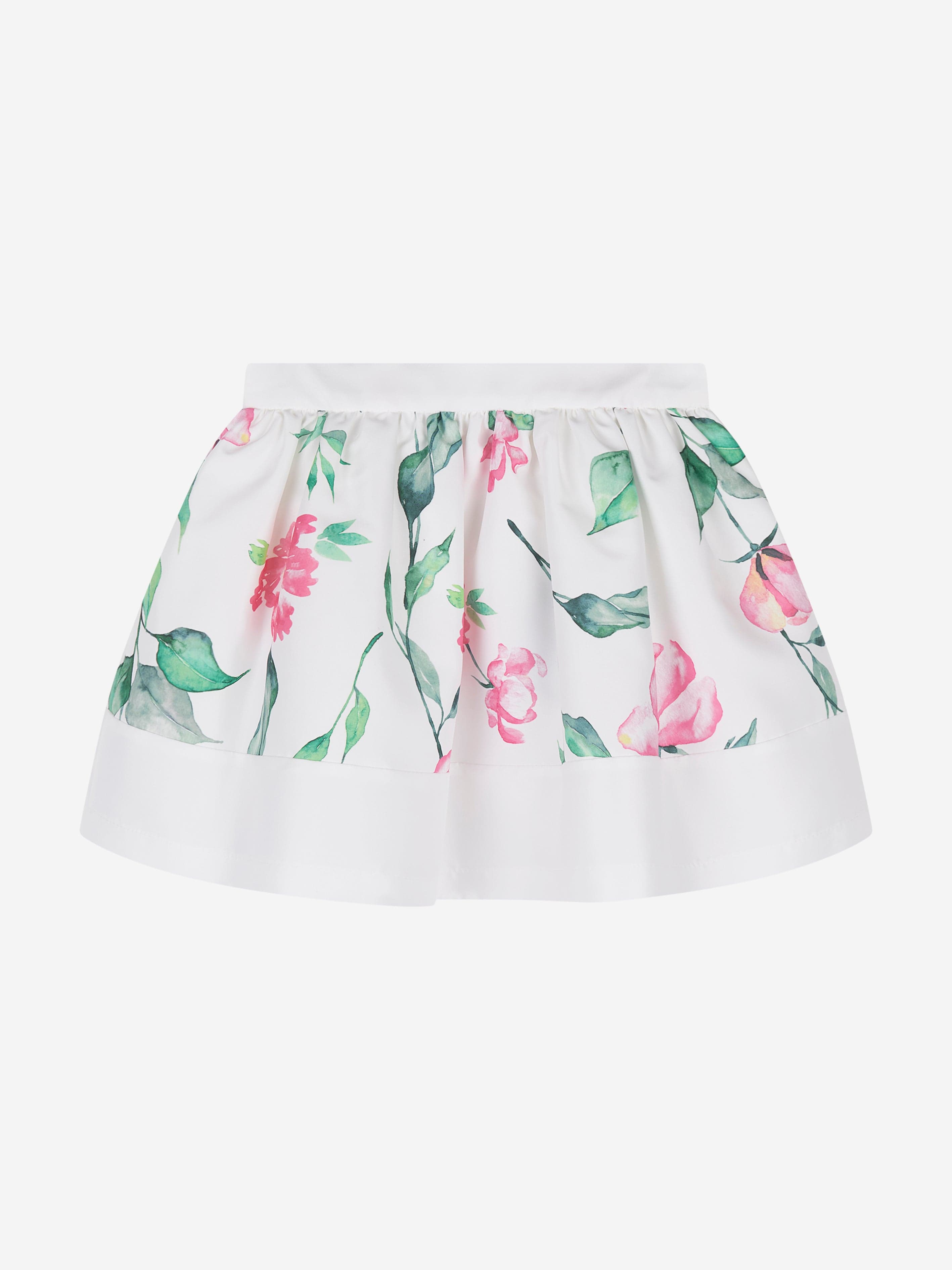 Mama Luma Girls Flower Print Skirt in Ivory Free Shipping 2025 New