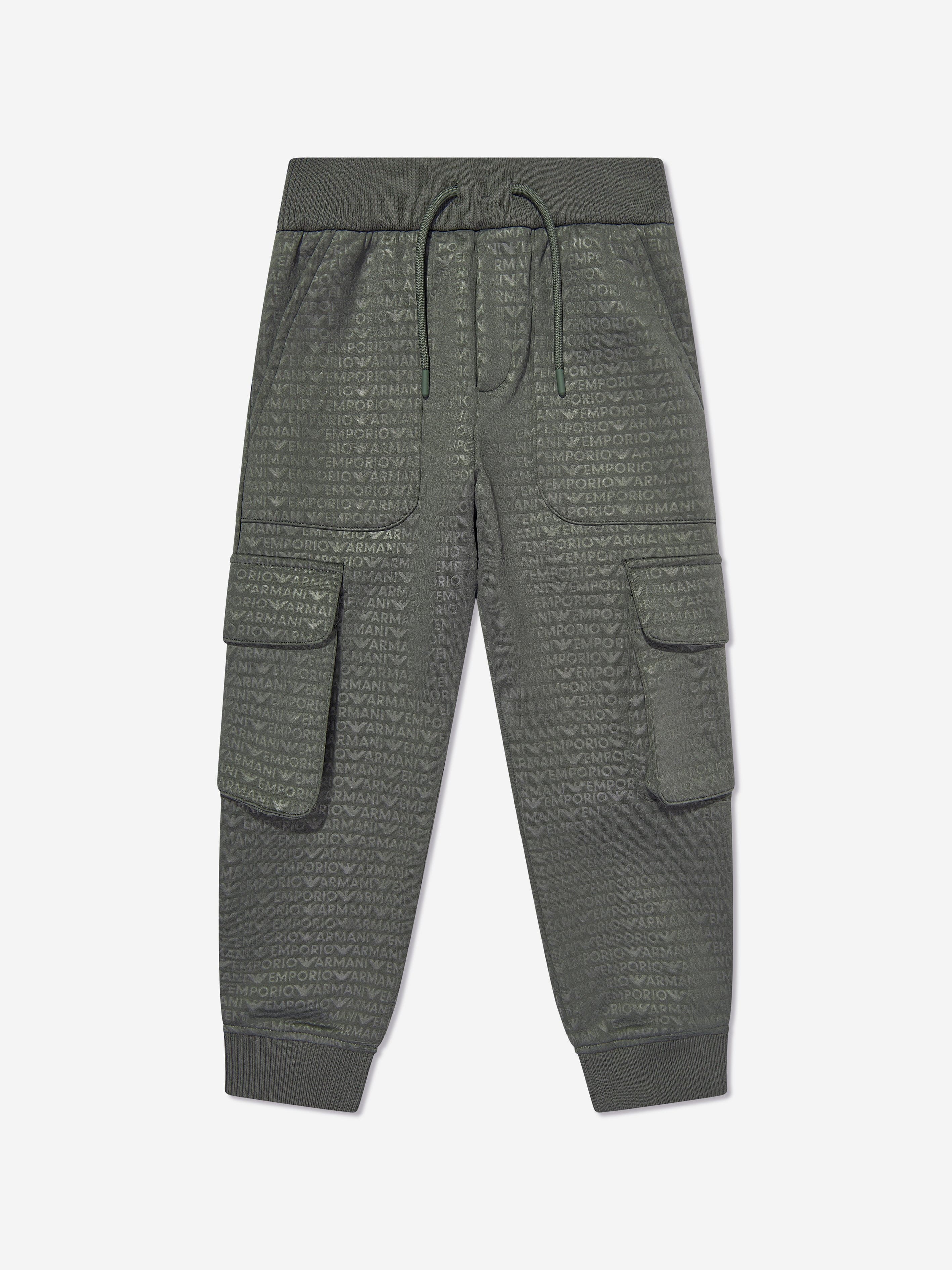 Emporio Armani Boys Cargo Joggers in Green Discount Best Sale
