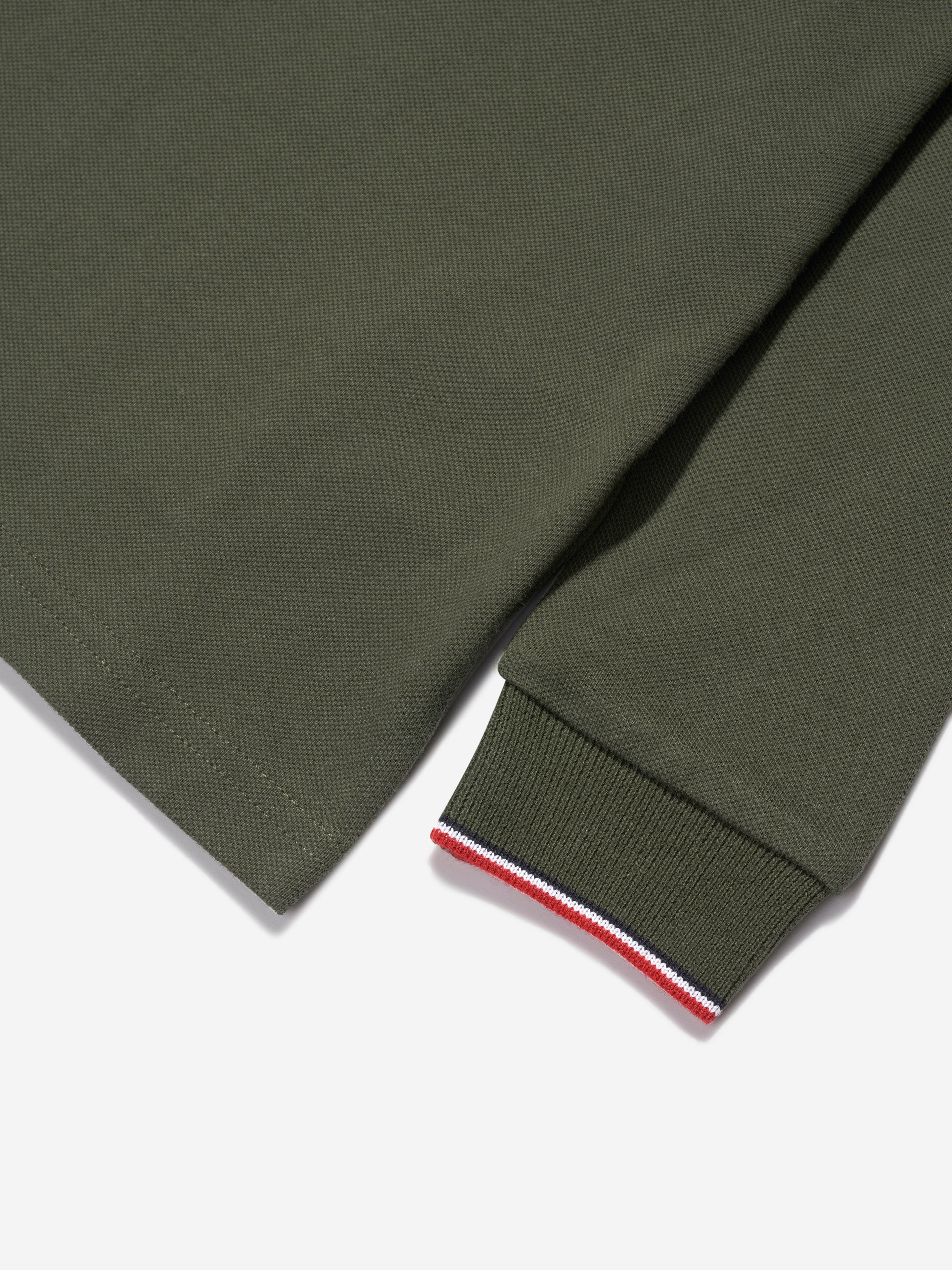 Moncler Enfant Boys Long Sleeve Polo Shirt in Green Newest Online