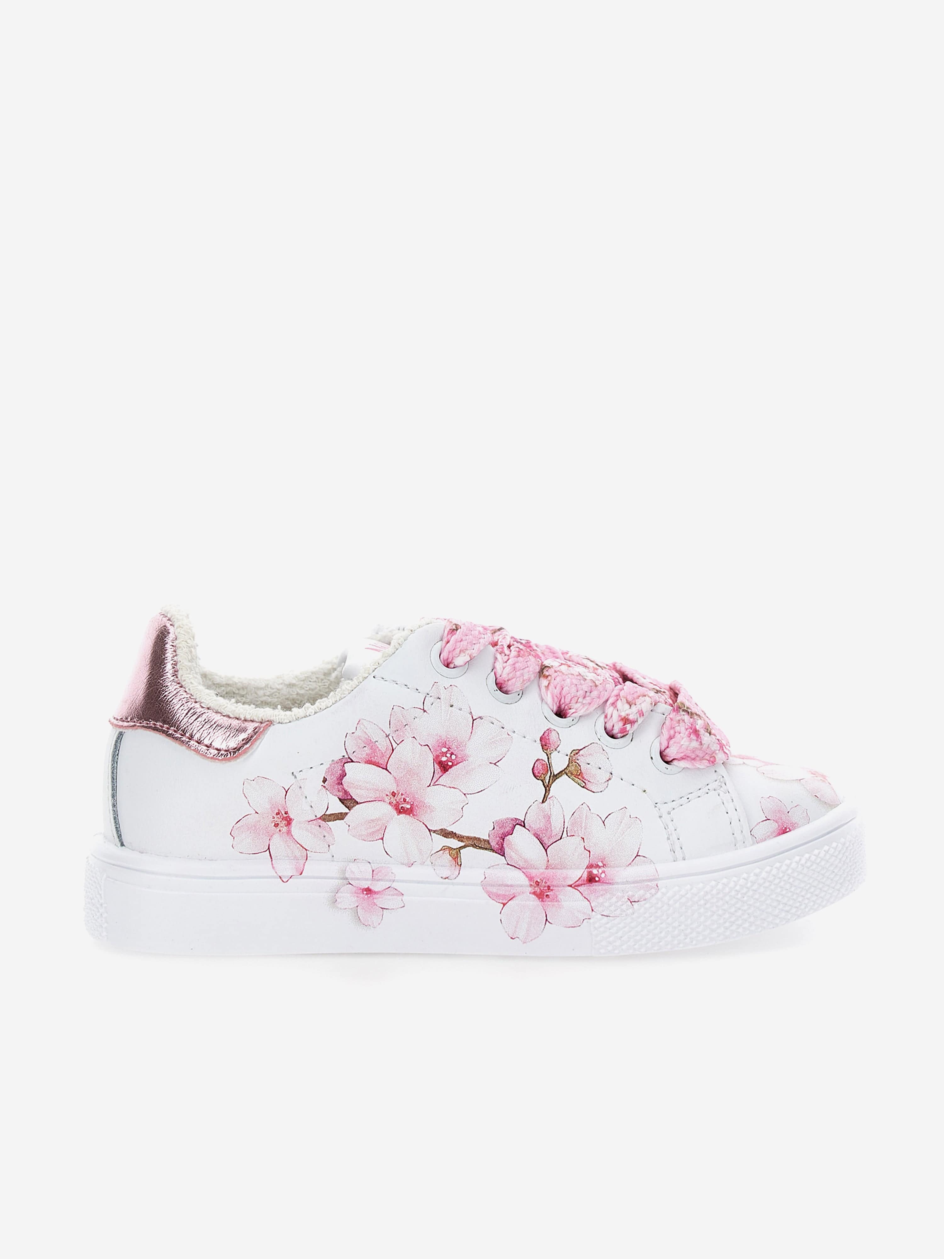 Girls Leather Peach Blossom Trainers in White Cheap New Arrival