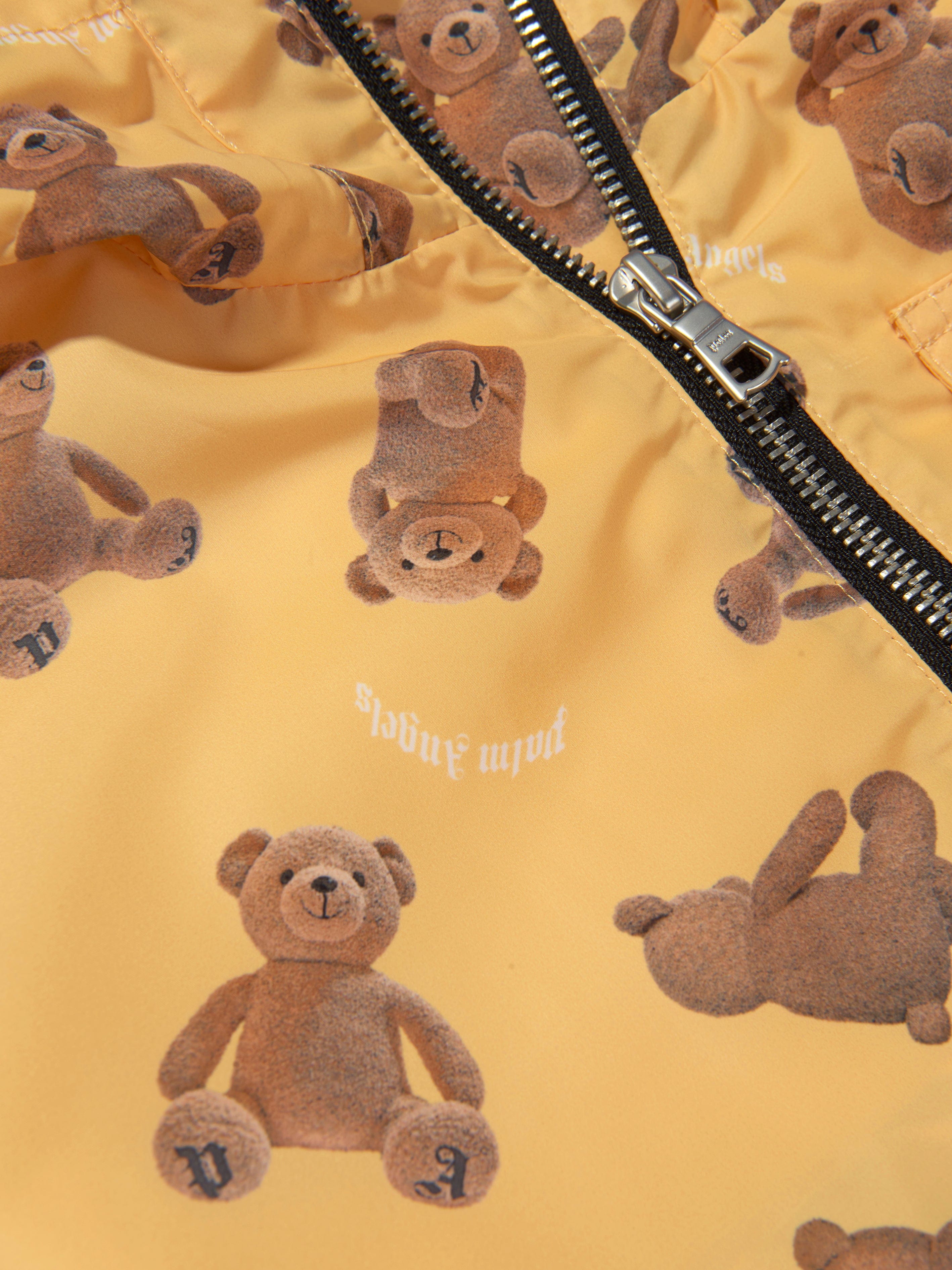 Palm Angels Boys AOP PA Bears Windbreaker in Yellow Discount Fashion Style