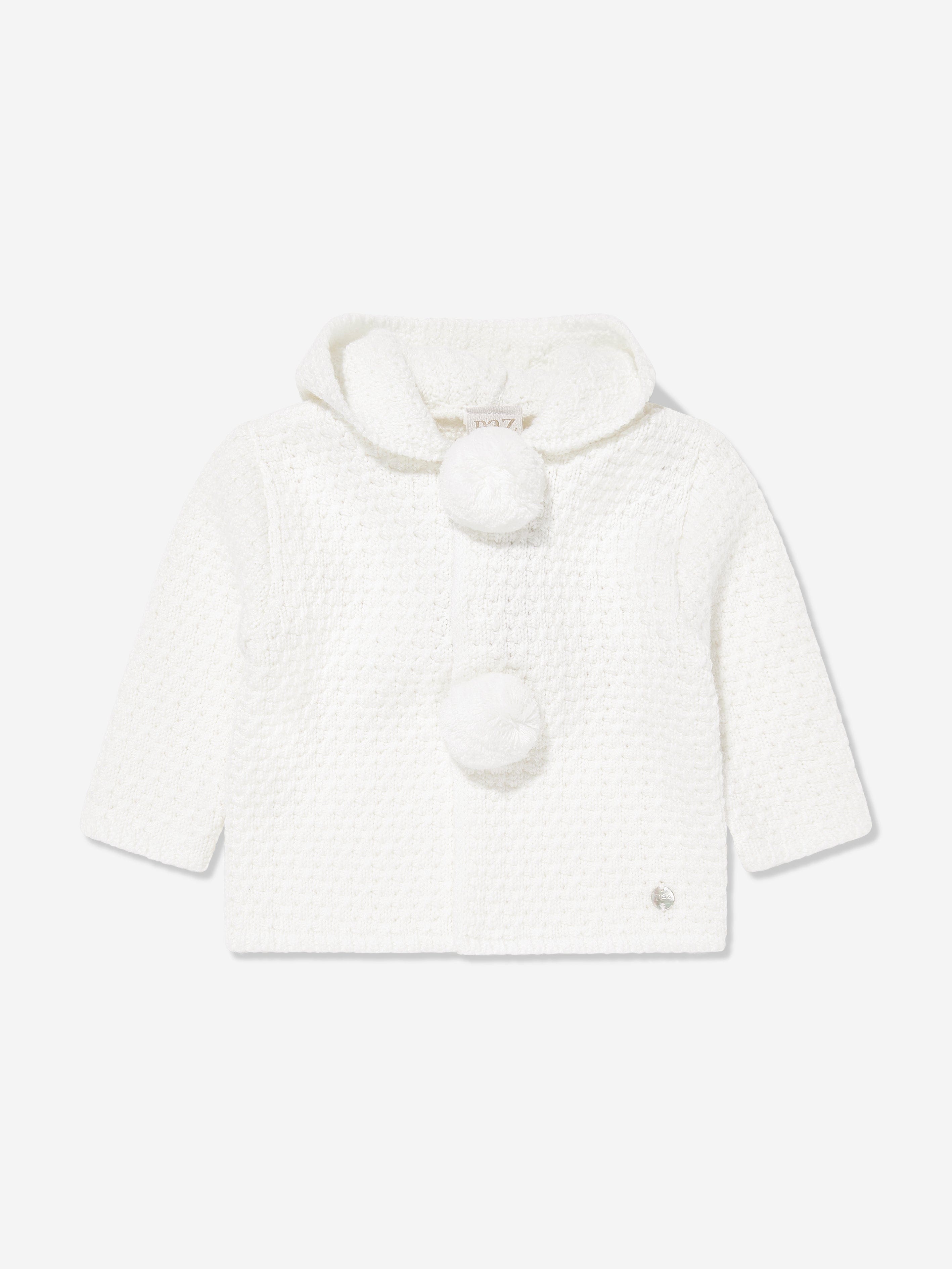 Paz Rodriguez Baby Wool Knitted Coat in Ivory Fast Delivery Sale Online