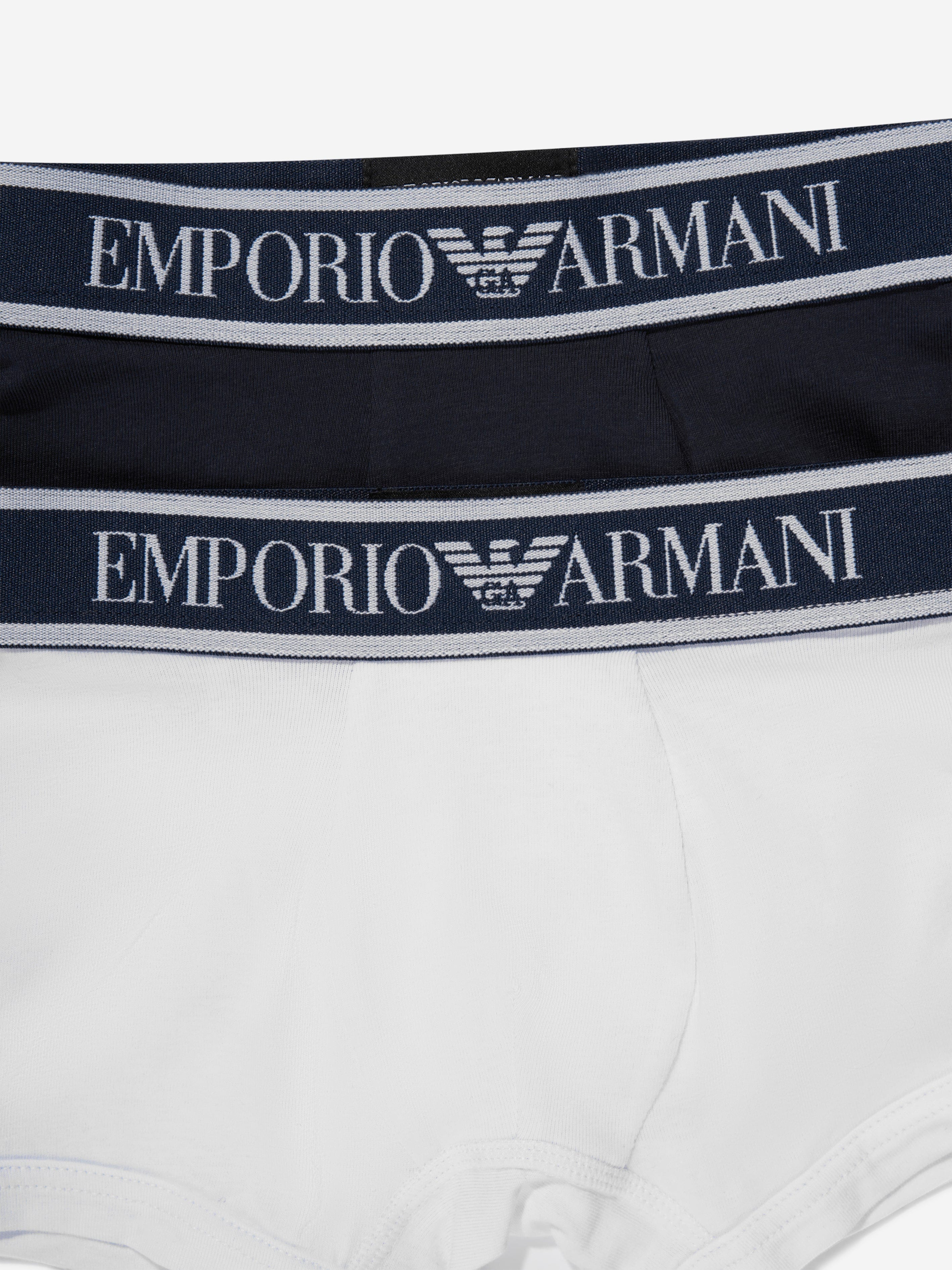 Emporio Armani Boys 2 Pack Boxer Shorts Set in White Clearance With Credit Card