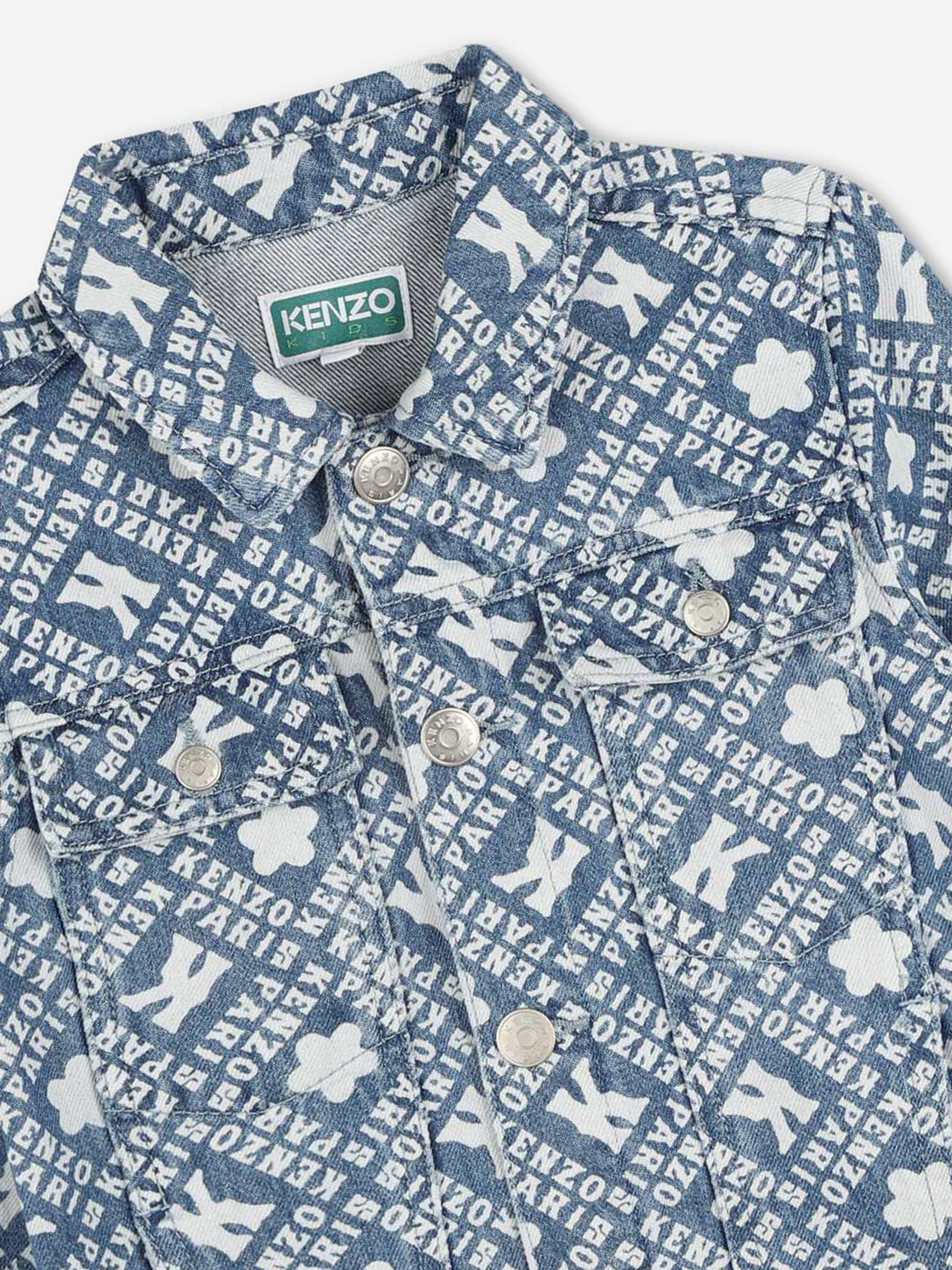 KENZO Kids Logo Denim Jacket in Blue Cheapest Pice