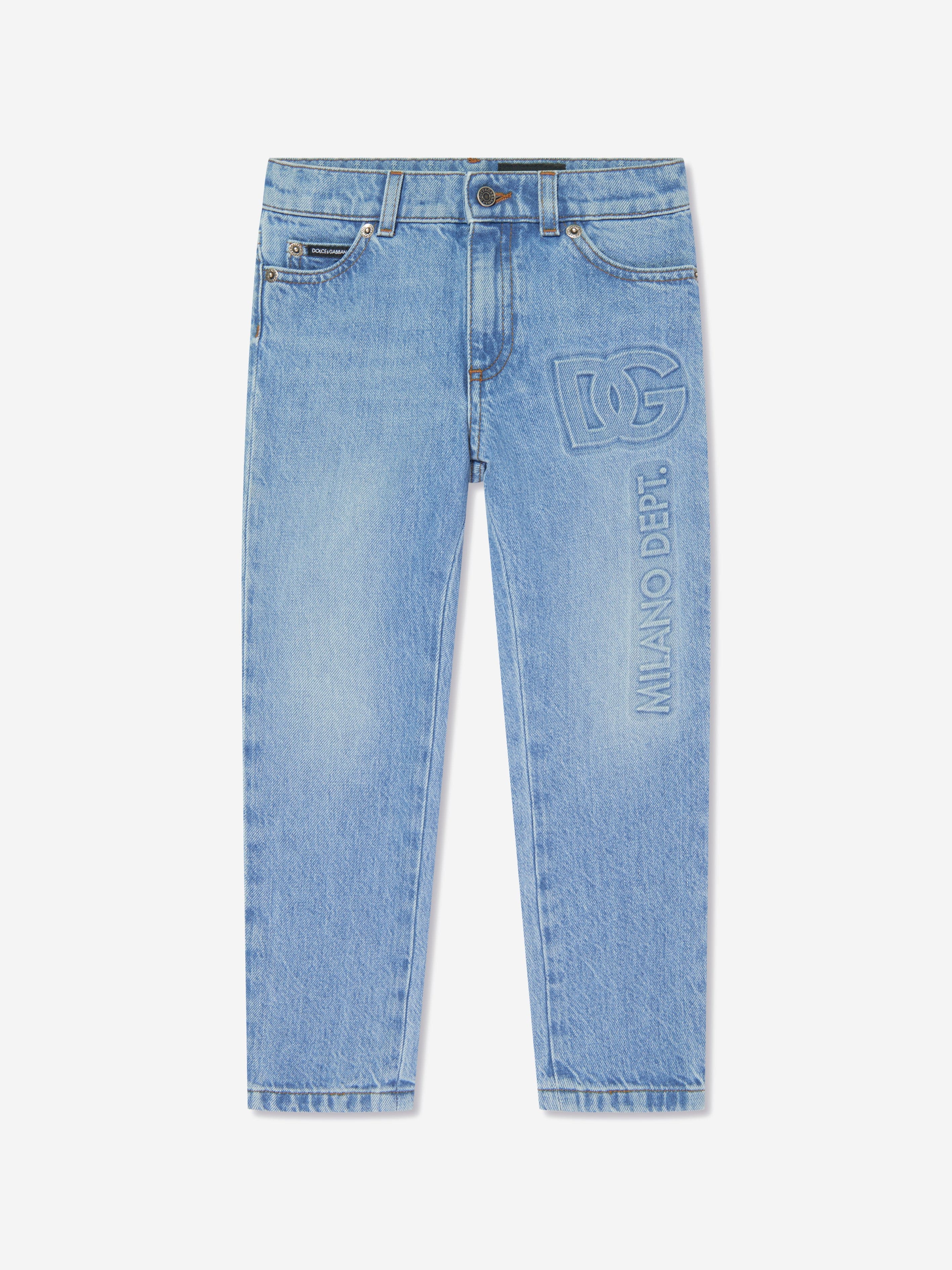 Dolce & Gabbana Boys Embossed Logo Skinny Jeans in Blue Cheap Sale 2025