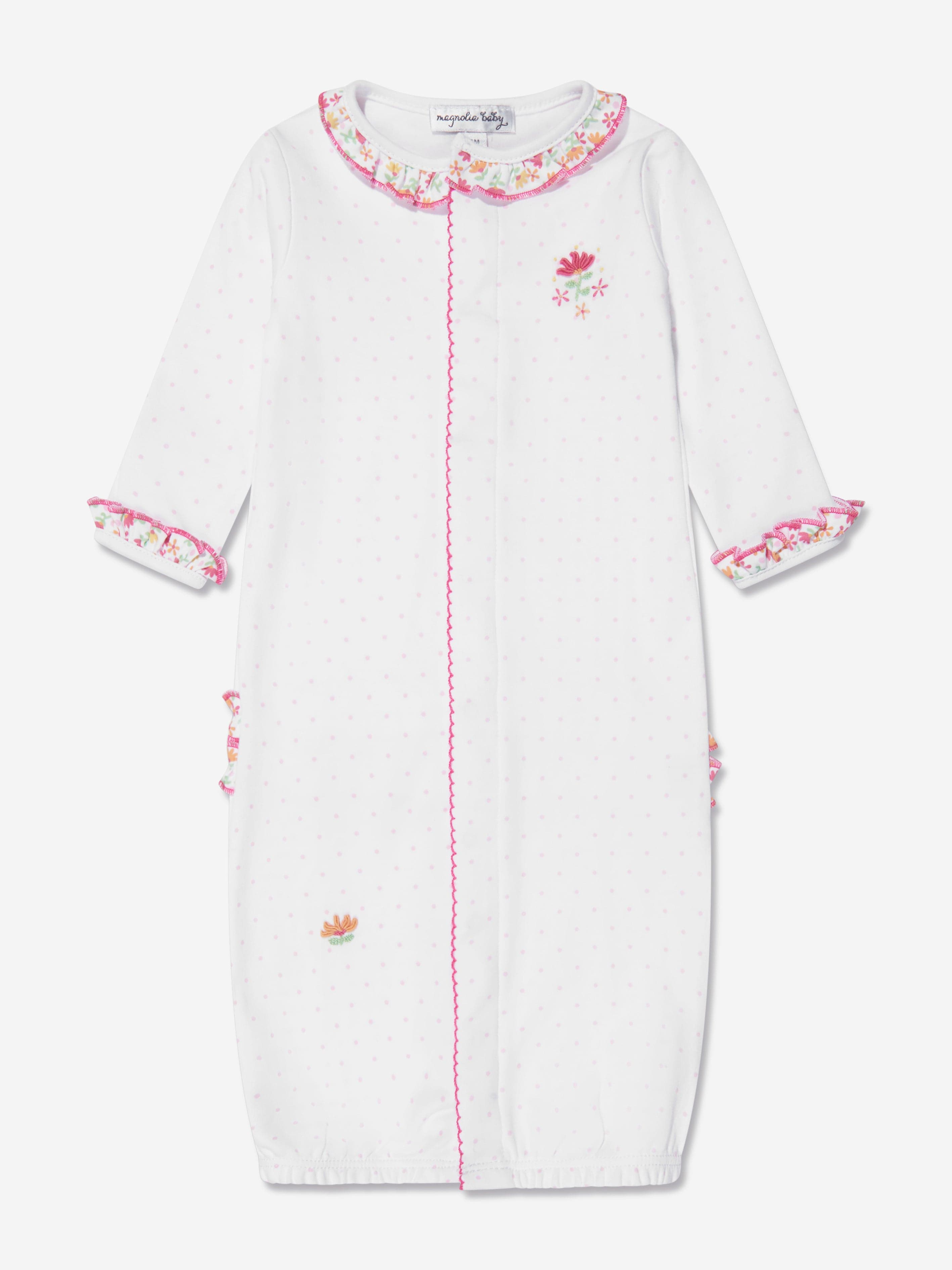 Magnolia Baby Baby Girls Embroidered Ruffle Converter in White With Credit Card