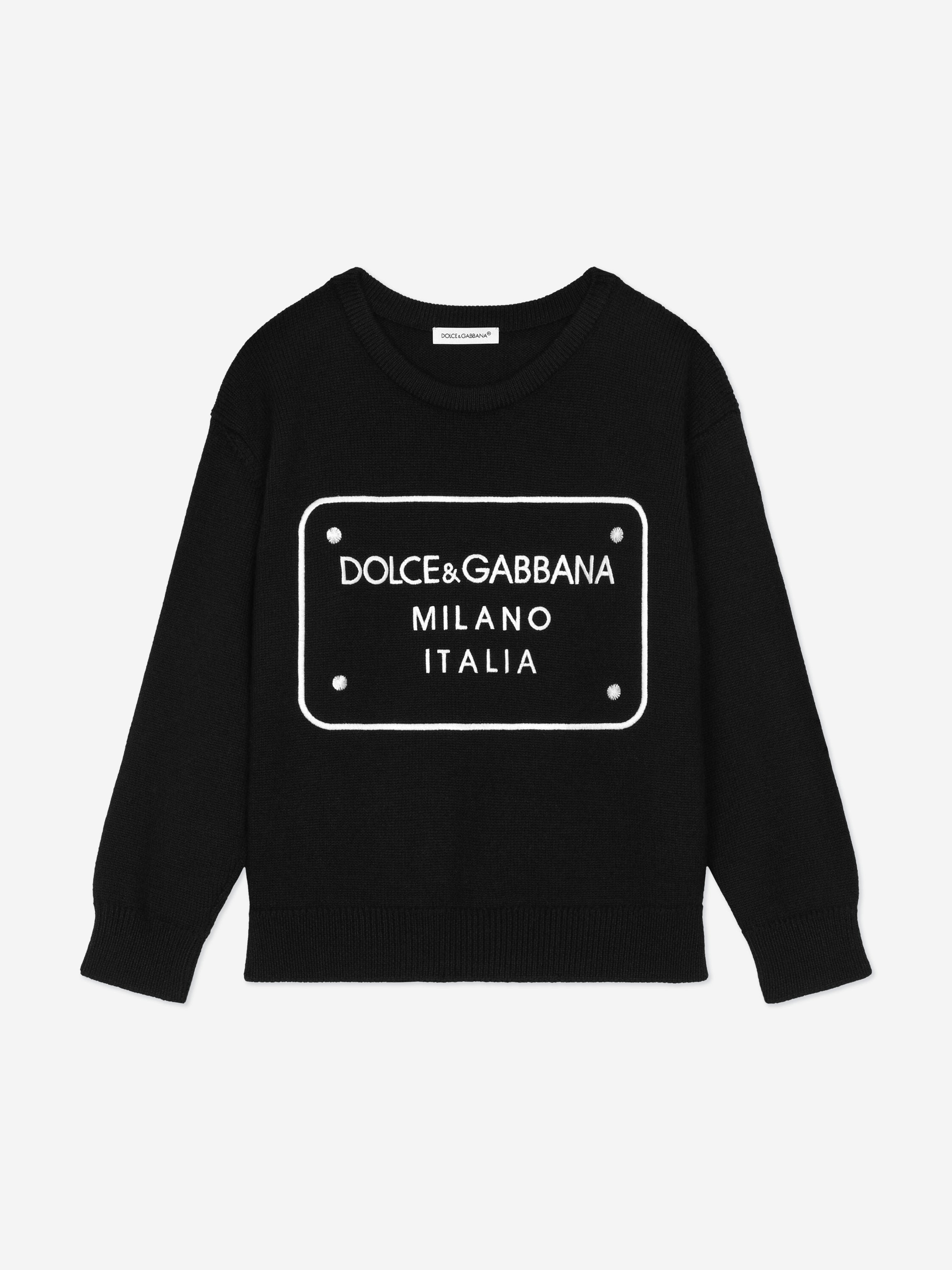Dolce & Gabbana Boys Logo Tag Jumper in Black Cheap Sale Best Store To Get