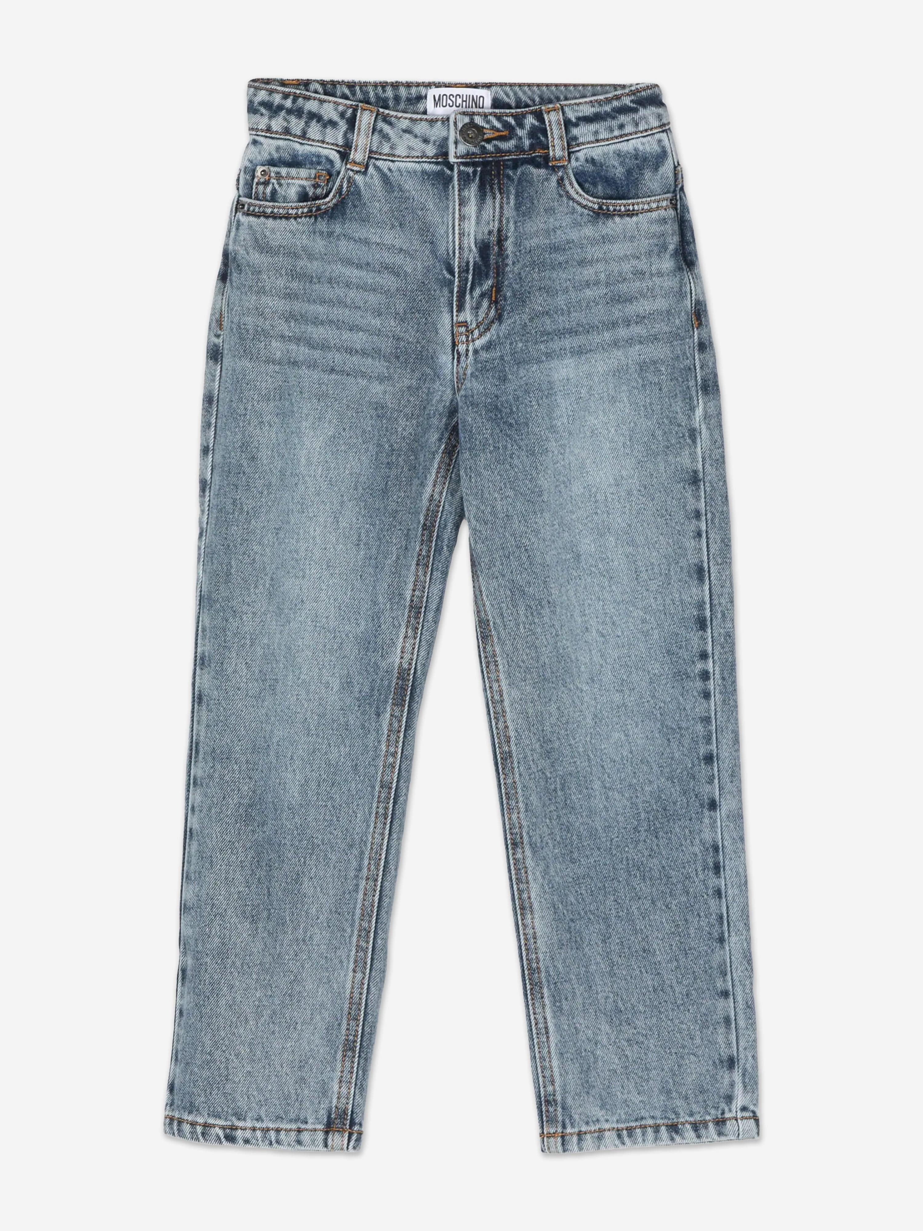 Moschino Kids Vintage Wash Jeans in Blue Clearance Inexpensive