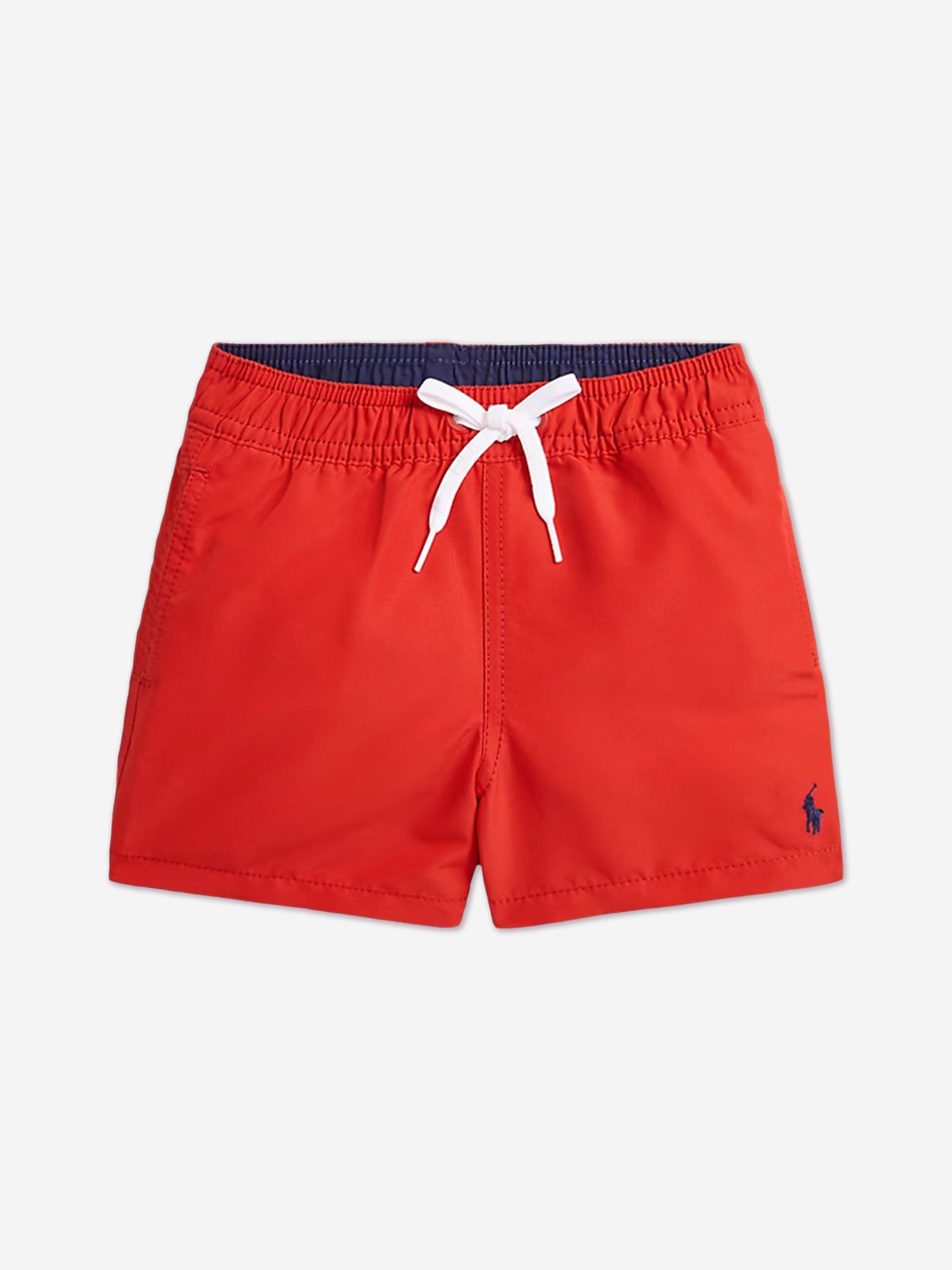 Boys Logo Swim Shorts in Red Authentic