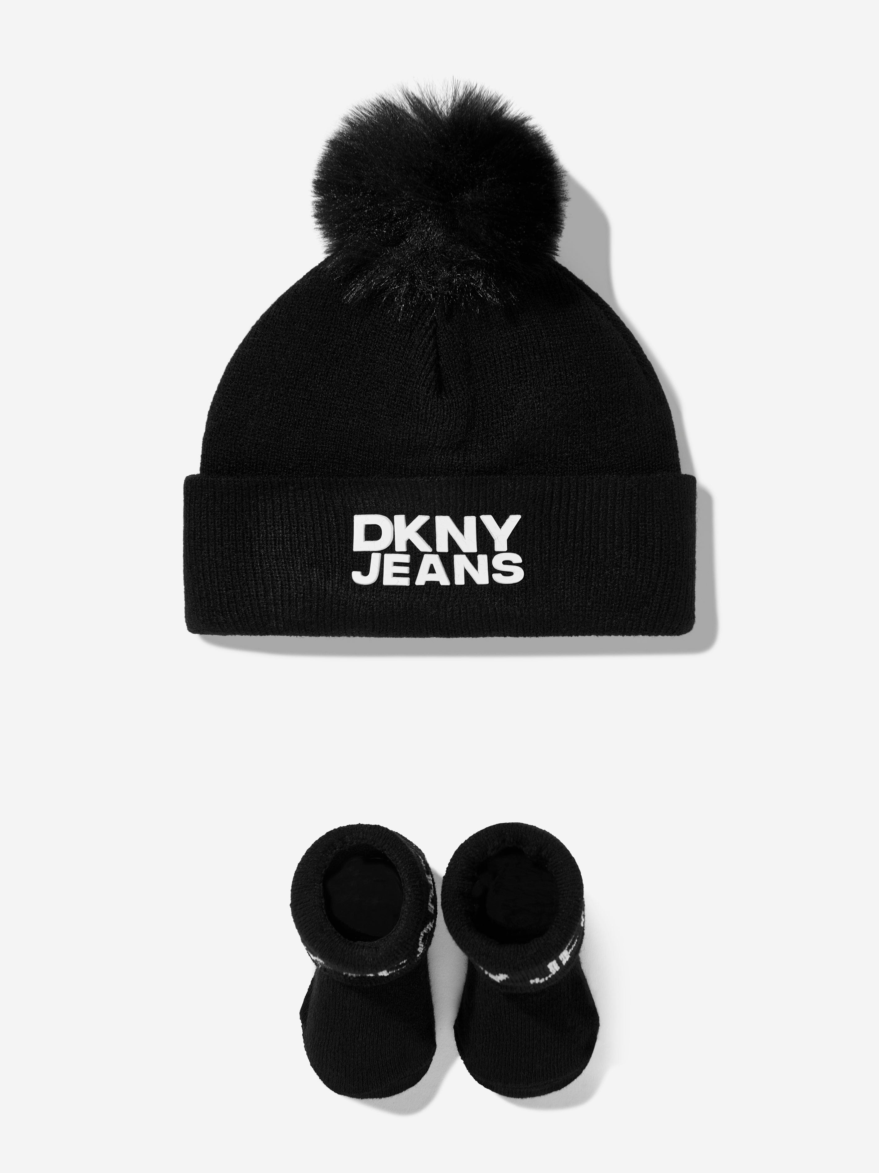 DKNY Baby Pom Pom Knitted Hat and Socks Set in Black Clearance Choice