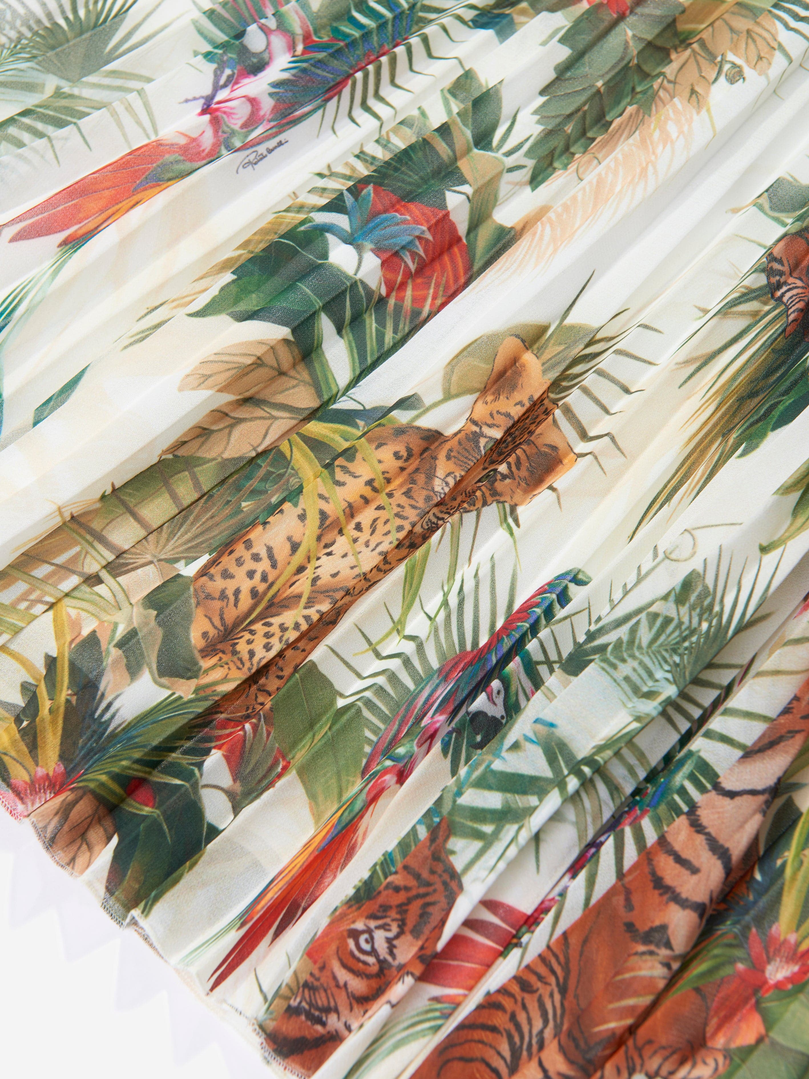 Roberto Cavalli Girls Silk Botany Skirt in White Clearance Exclusive