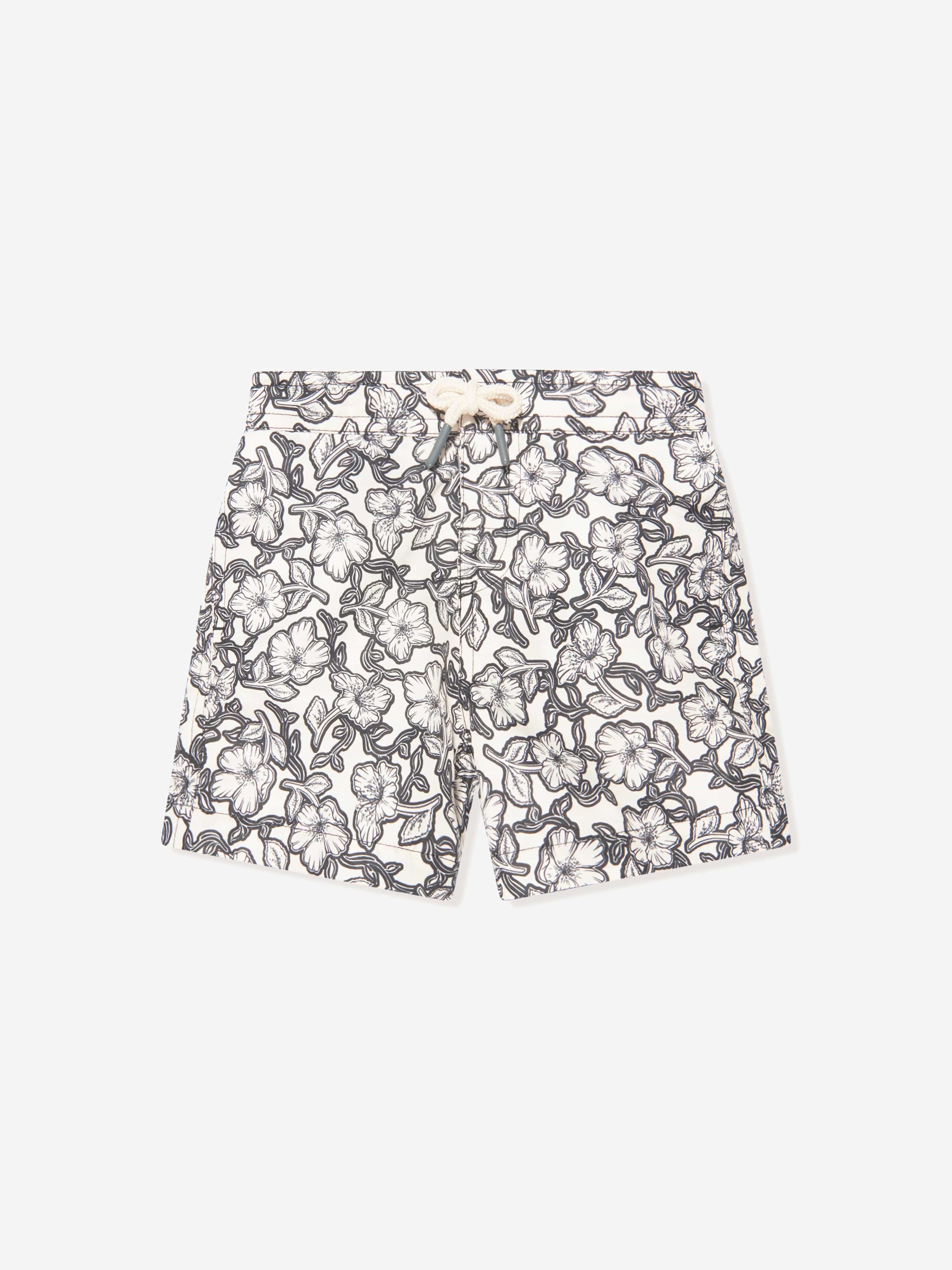Bonpoint Boys Floral Swim Shorts in Black For Cheap