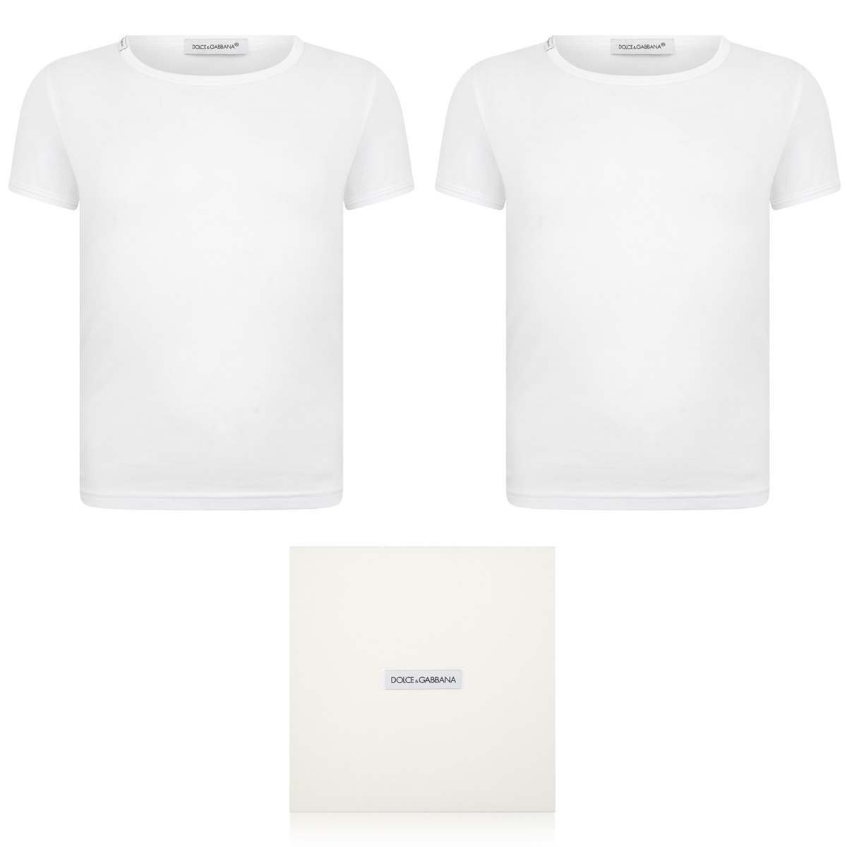 Dolce & Gabbana Boys 2 Pack T-Shirt Set in White Collections For Sale