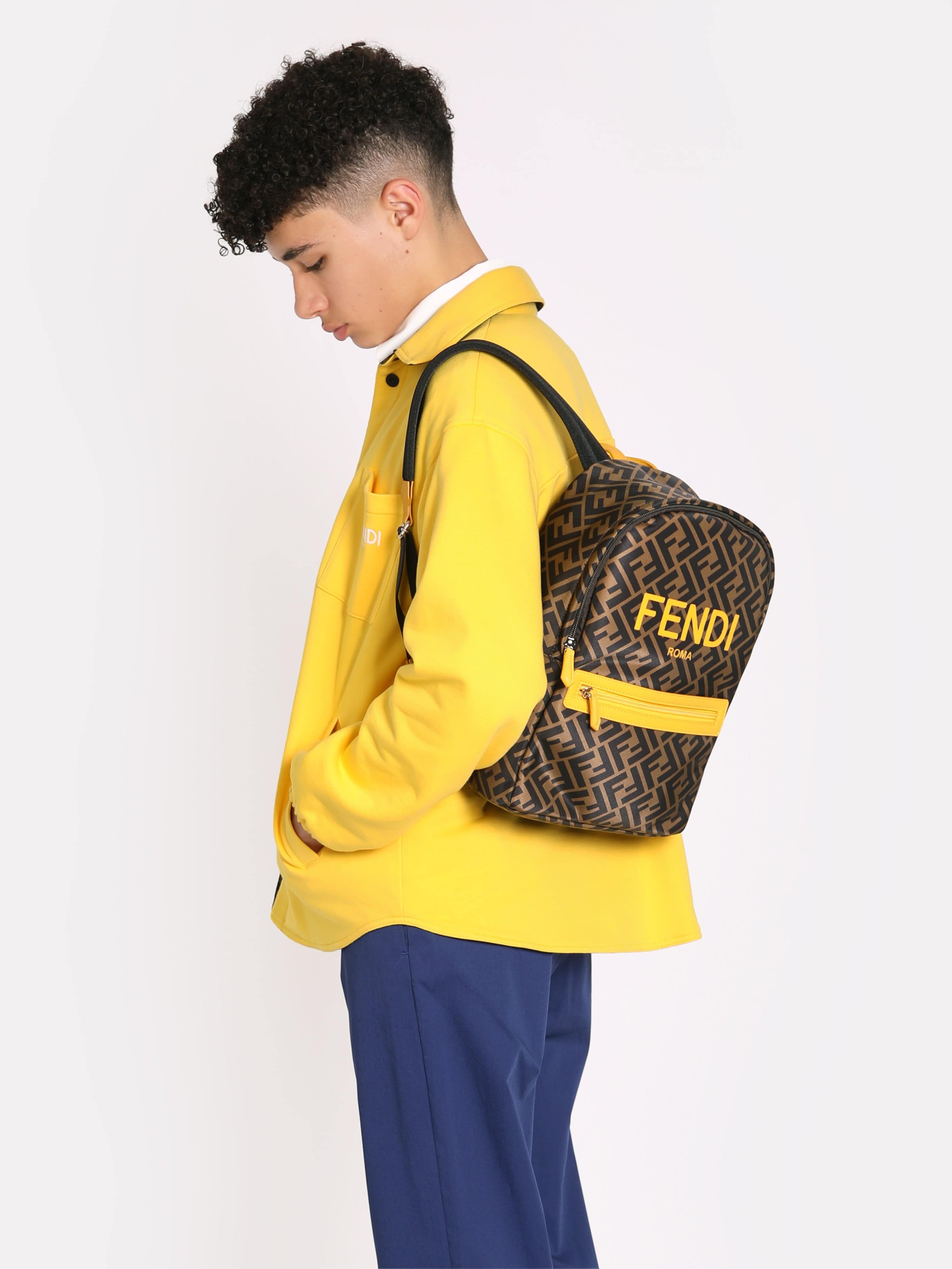 Fendi Kids FF Logo Backpack in Brown (33cm) Clearance Amazon