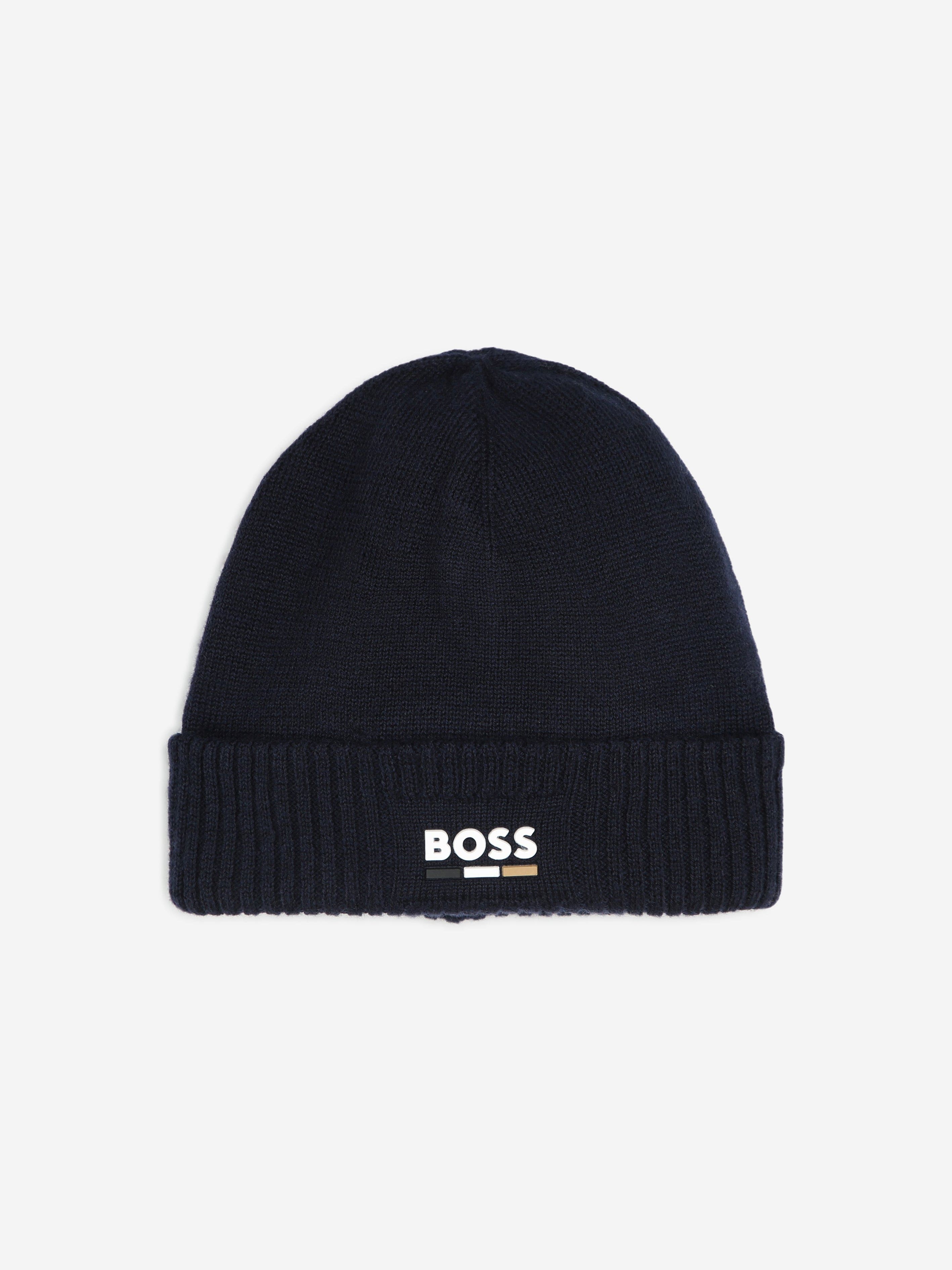 BOSS Boys Knitted Beanie Hat in Navy 2025 New