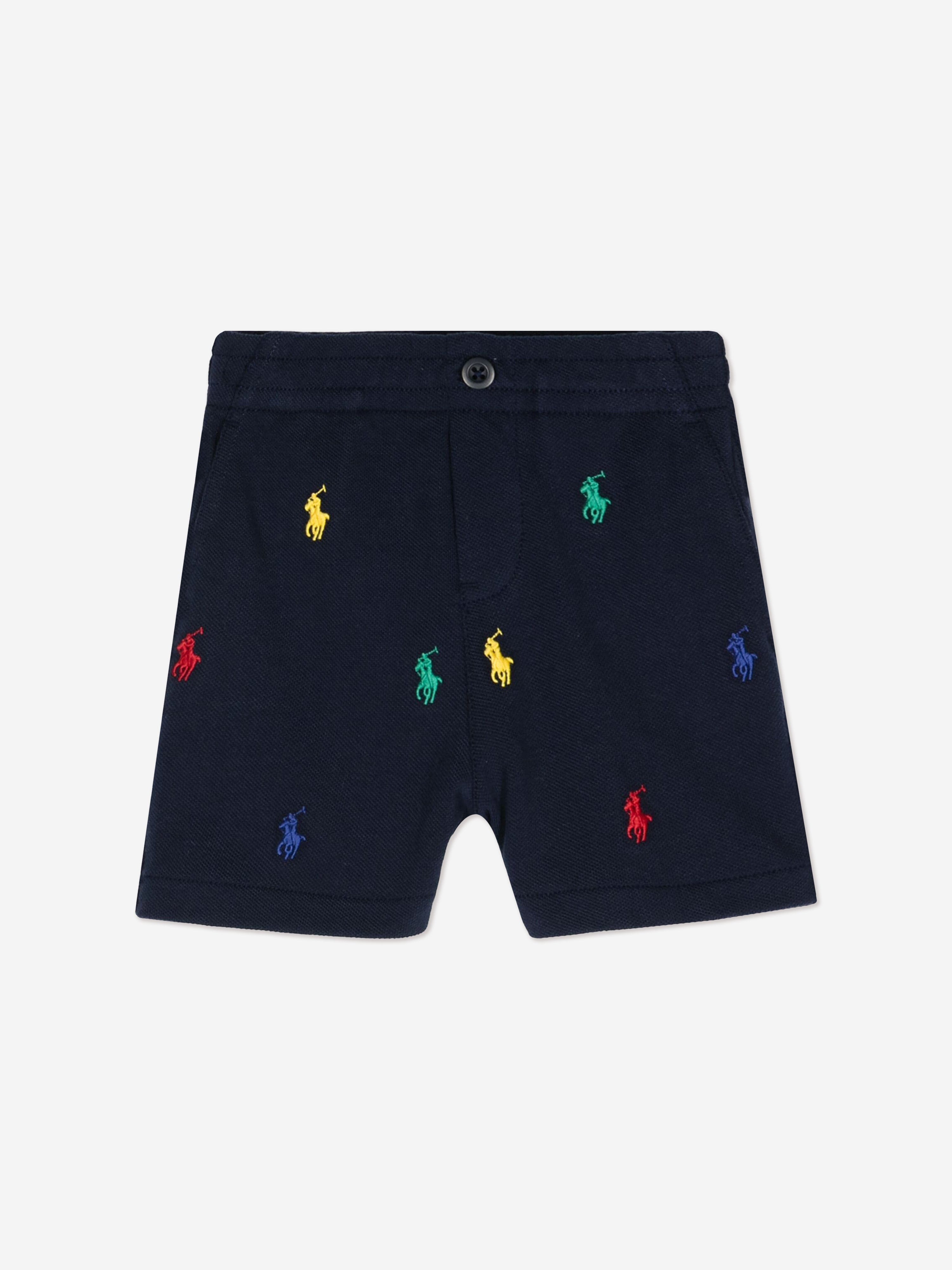 Ralph Lauren Boys Multi Logo Prepster Shorts in Navy Big Sale Sale Online
