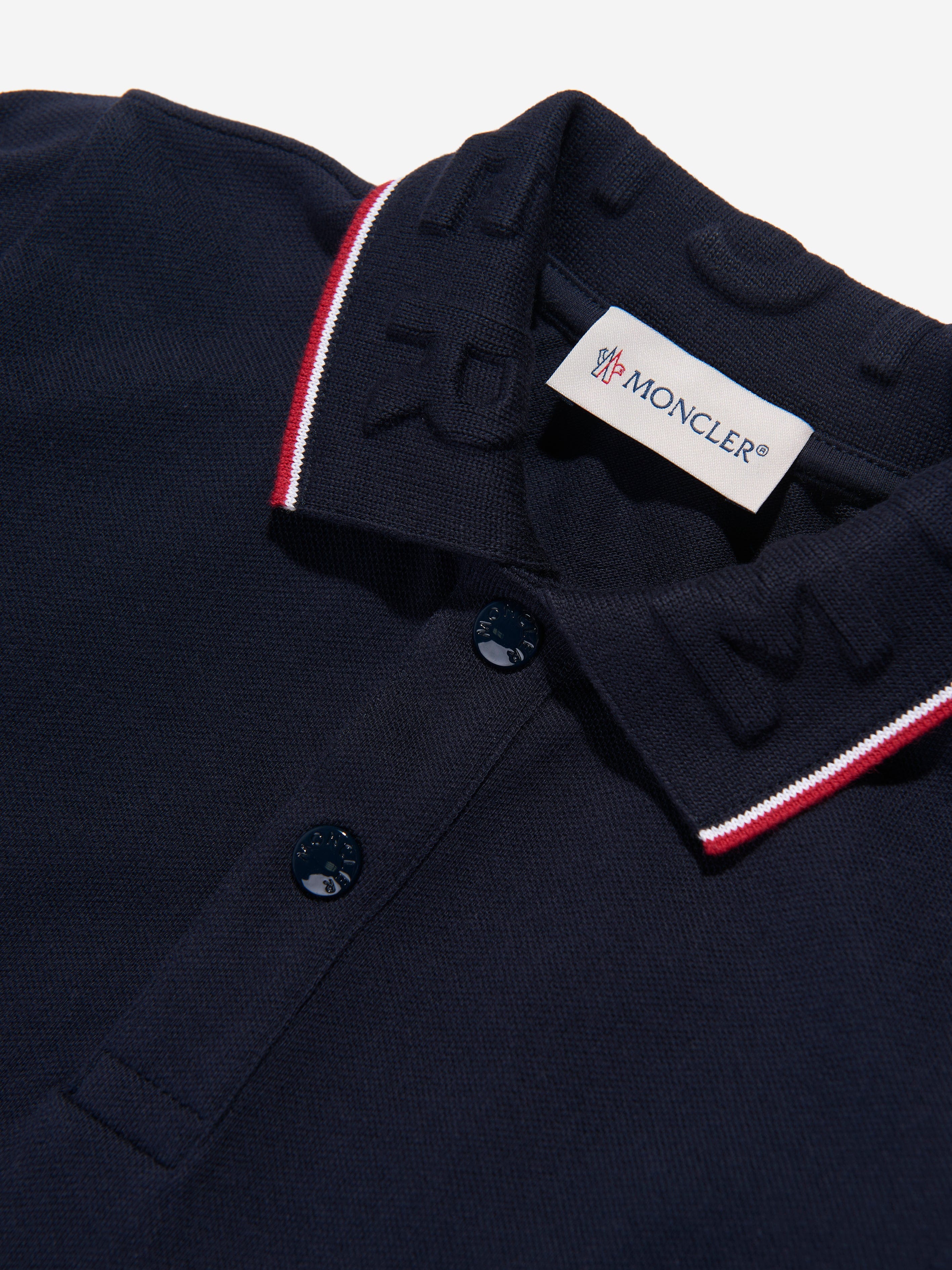 Moncler Enfant Boys Long Sleeve Polo Shirt in Navy Outlet Low Pice Fee Shipping