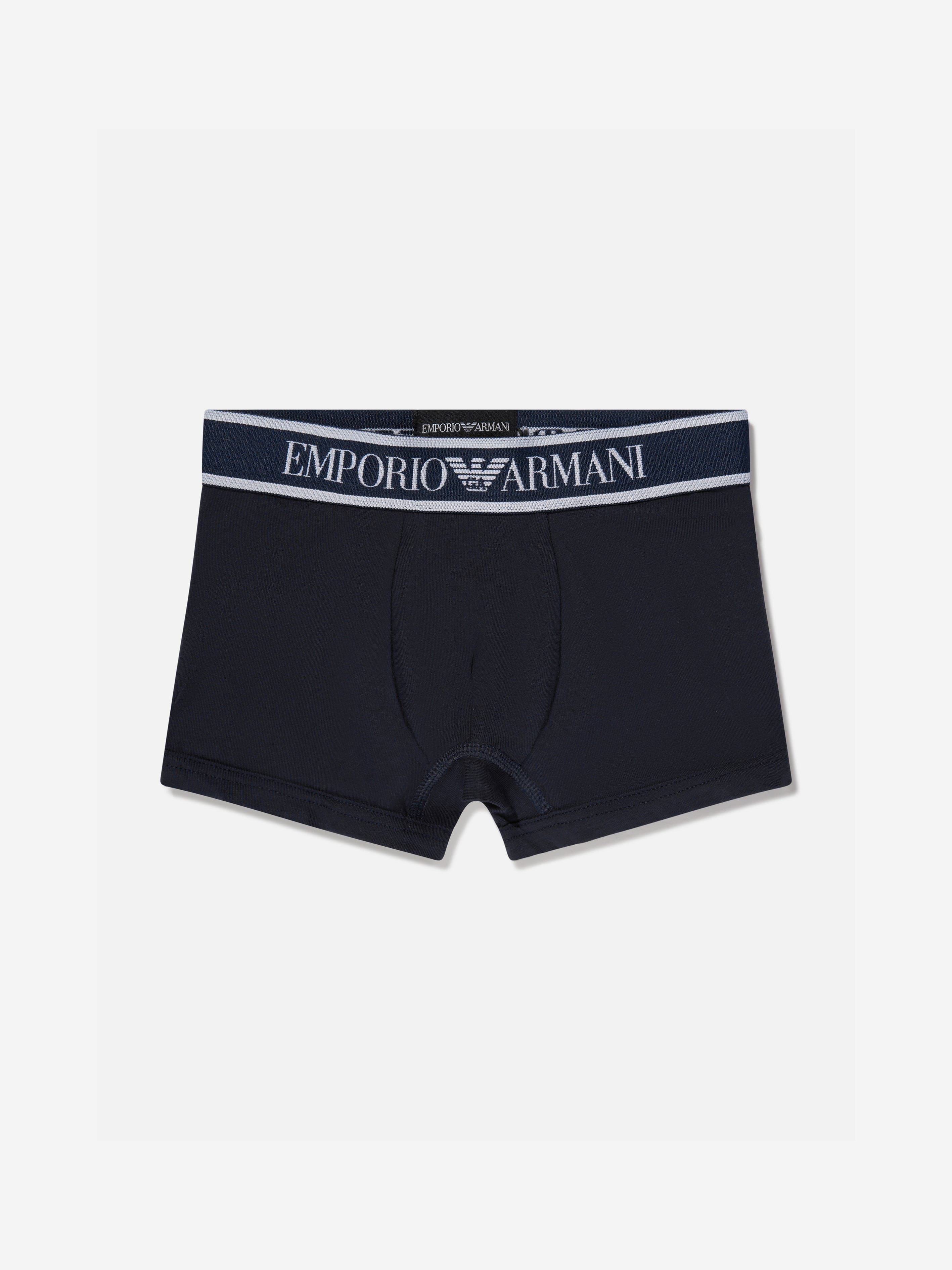 Emporio Armani Boys 2 Pack Boxer Shorts Set in White Clearance With Credit Card