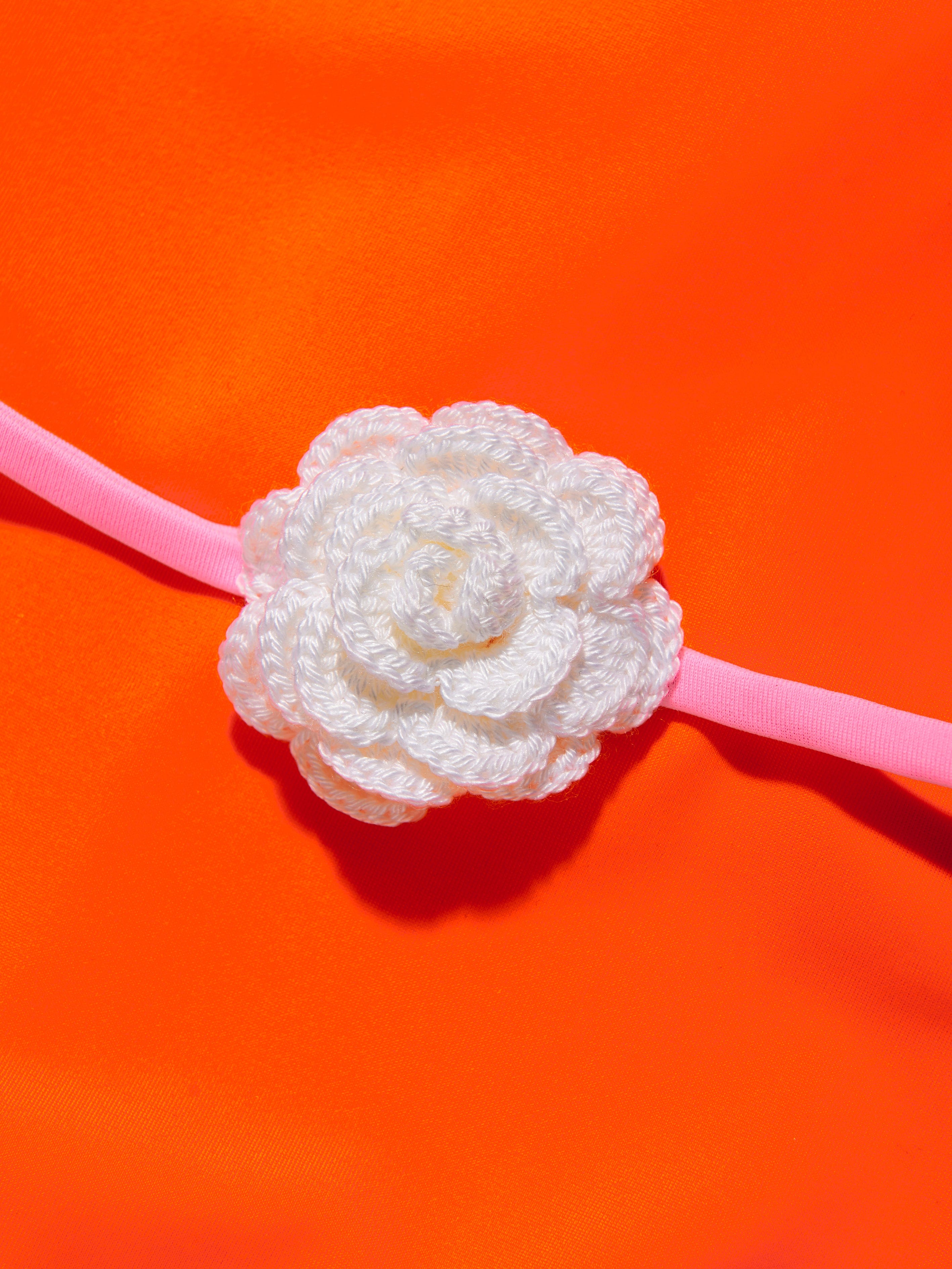 Nessi Byrd Girls Ruffled Crochet Flower Pina Swimsuit in Orange Cheap Get To Buy