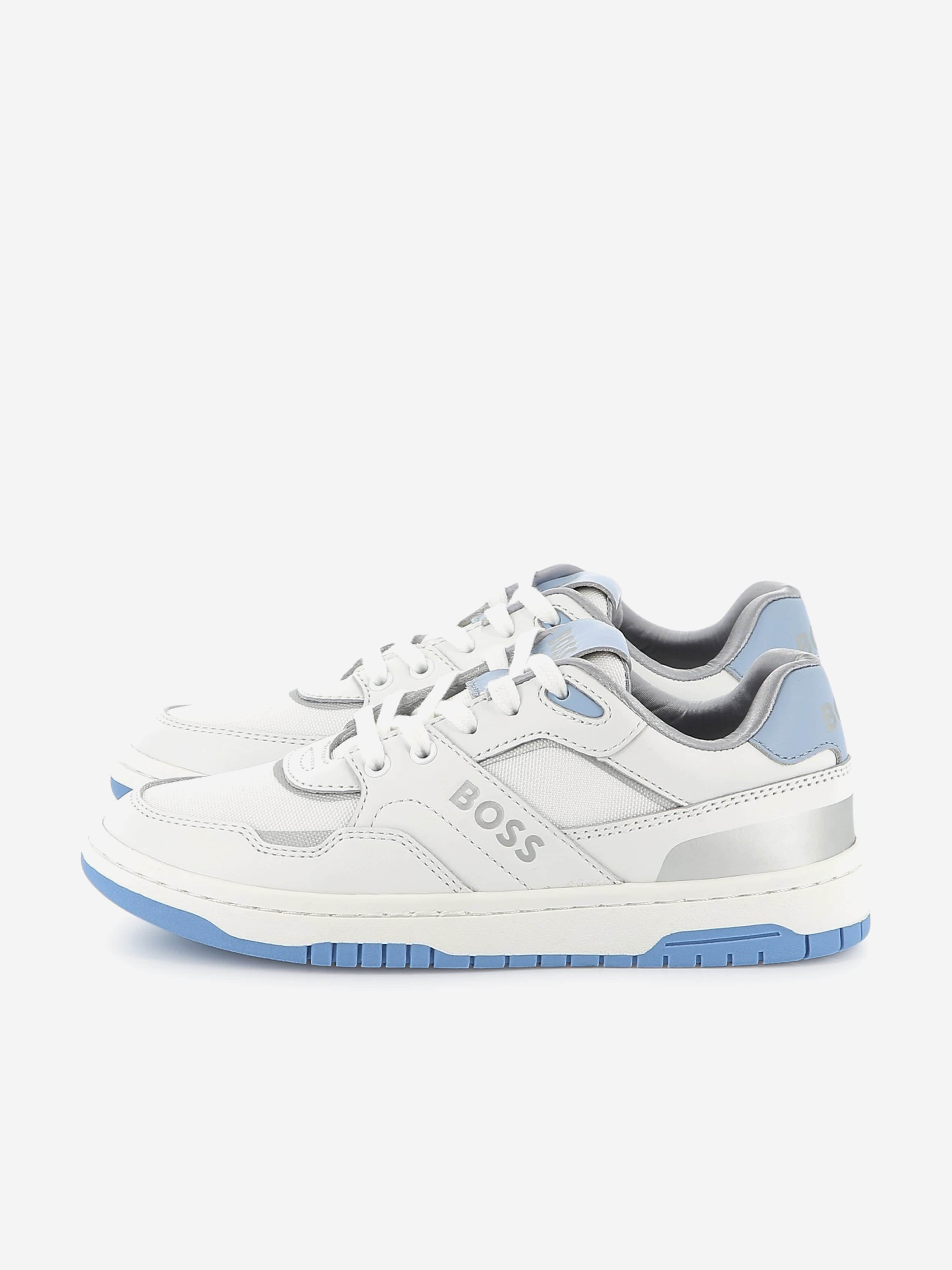 BOSS Girls Lace Up Logo Trainers in White Best Place For Sale