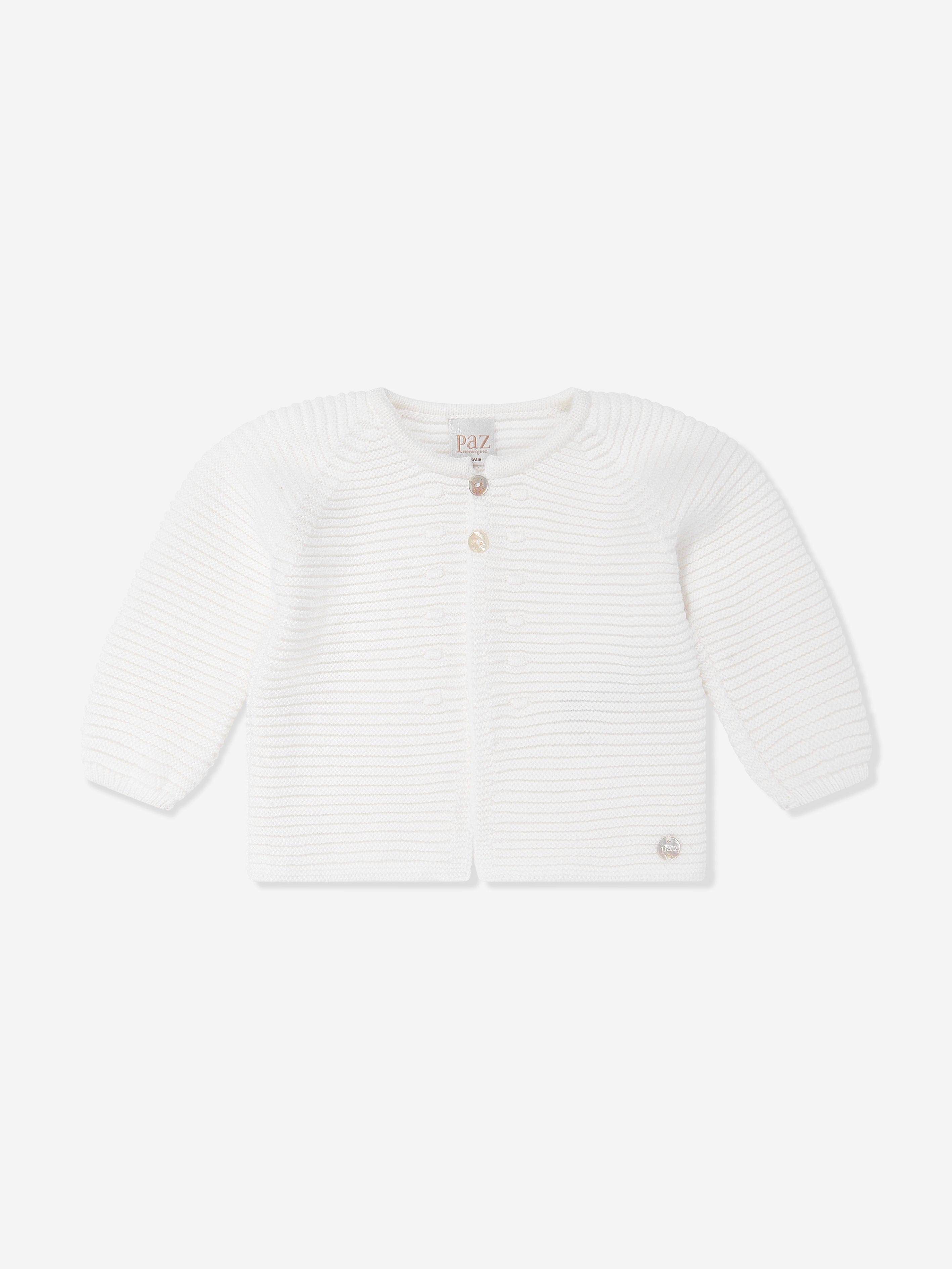 Paz Rodriguez Baby Knitted Cardigan in Ivory Recommend Cheap Online