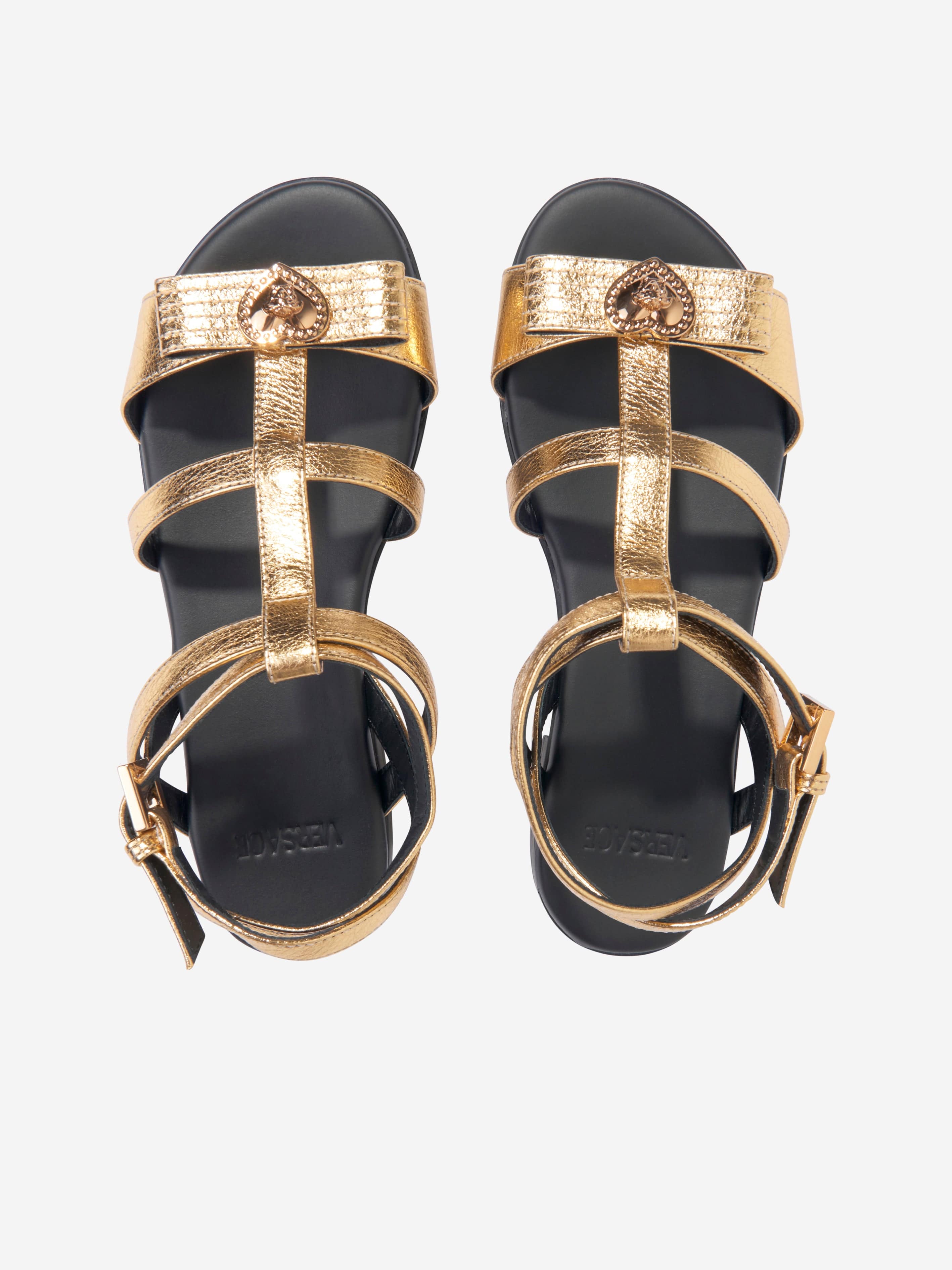 Versace Girls Medusa Heart Sandals in Gold Cheap Sale Perfect