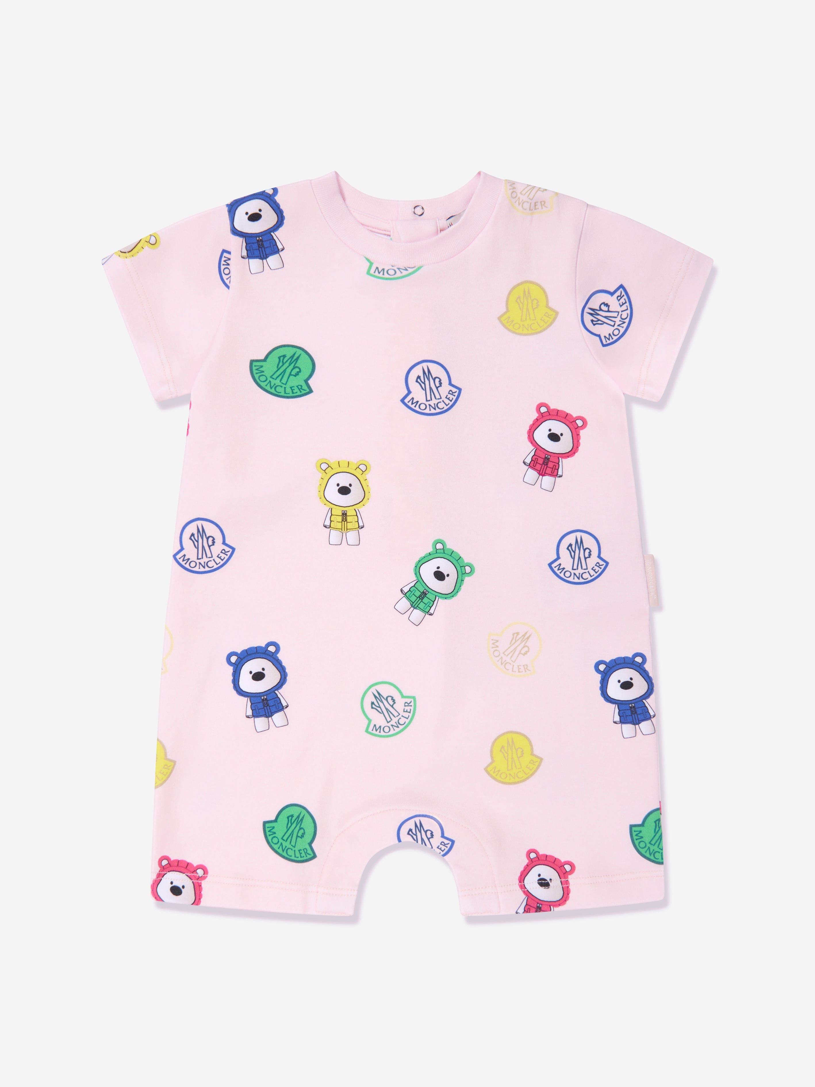 Moncler Enfant Baby Girls Bear Print Romper in Pink Sale Authentic