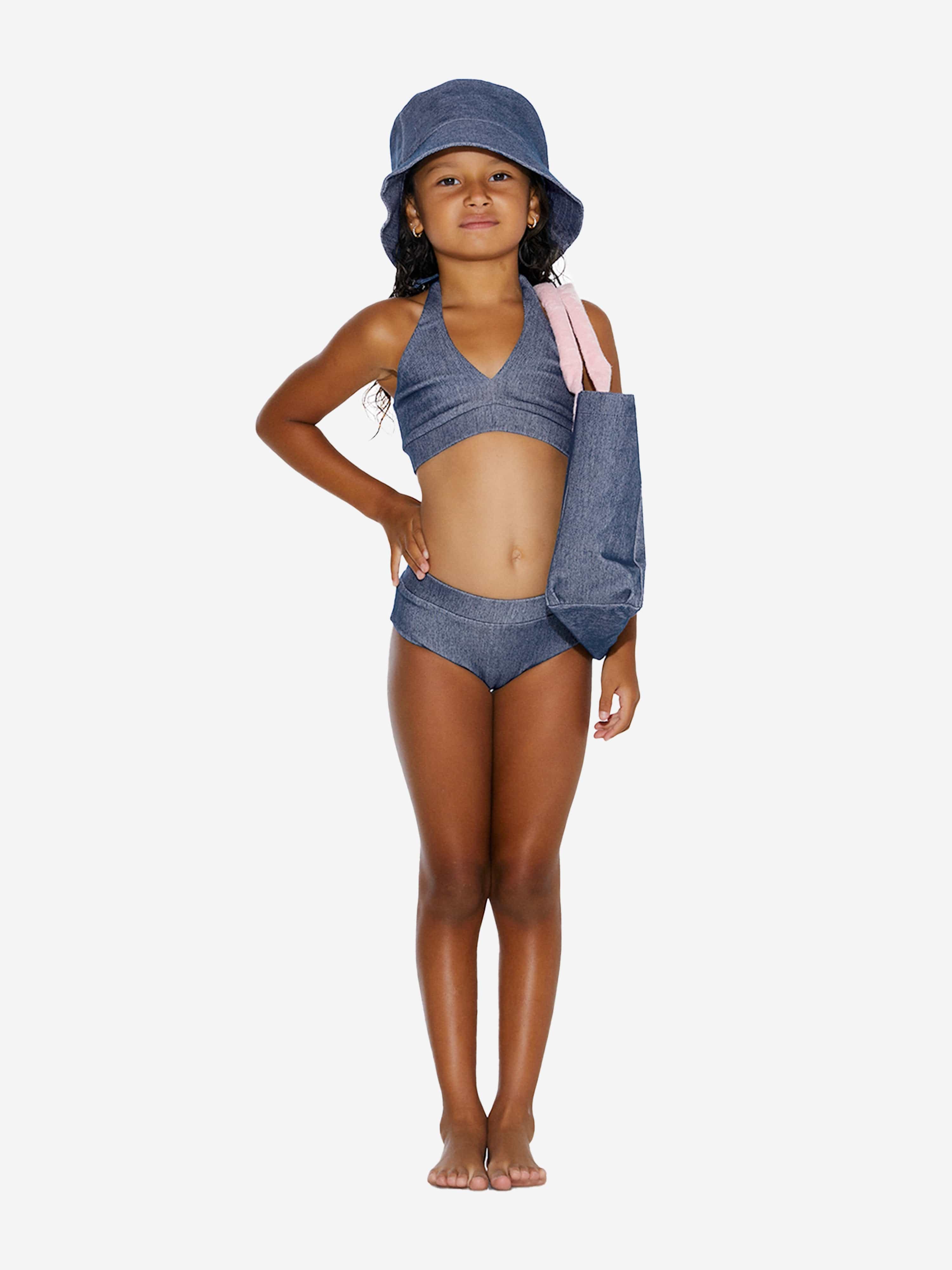 AY by AYLA Girls Denim Look Halterneck Bikini in Blue Cheap Sale Choice